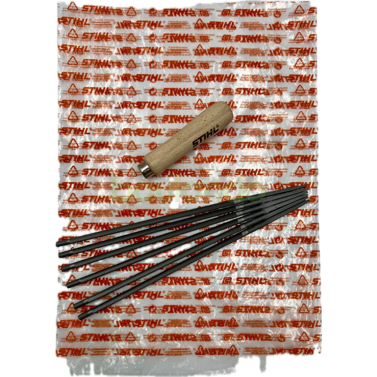 STIHL Ersatzkette Rundfeile 5,2 x 200 mm (6 Stück) Напильникиhalter Holz, (STIHL Rundfeile 5,2 x 200 mm (6 Stück) 56057715206 mit Напильникиhalter Holz, 6-tlg., Rundfeile 5,2 x 200 mm (6 Stück) Напильникиhalter Holz)
