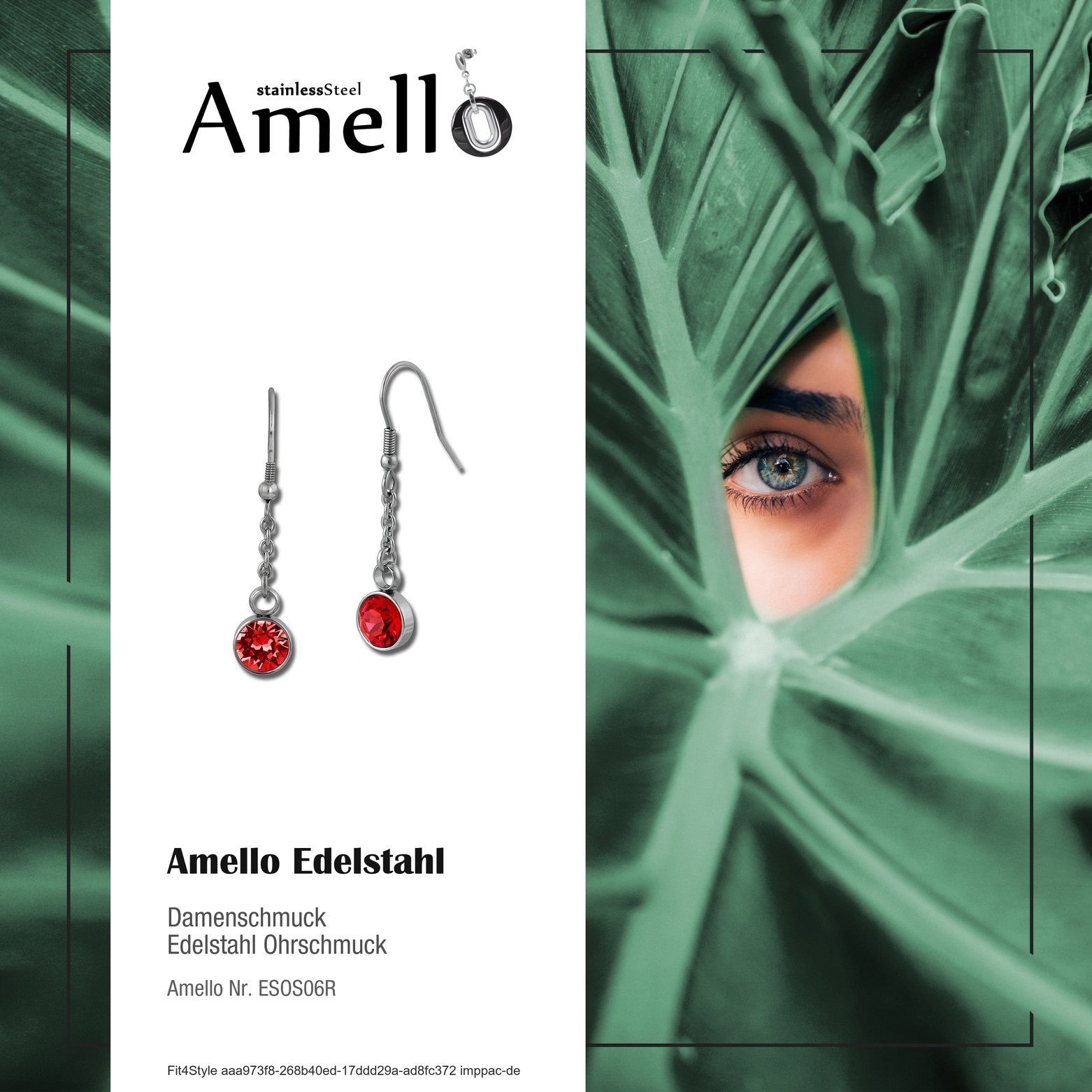 Amello rund Ohrhänger Ohrhänger Steel) Paar (Stainless aus Damen silberfarben, rund Edelstahl (Ohrhänger), Ohrringe Amello Ohrhänger rot Edelstahl