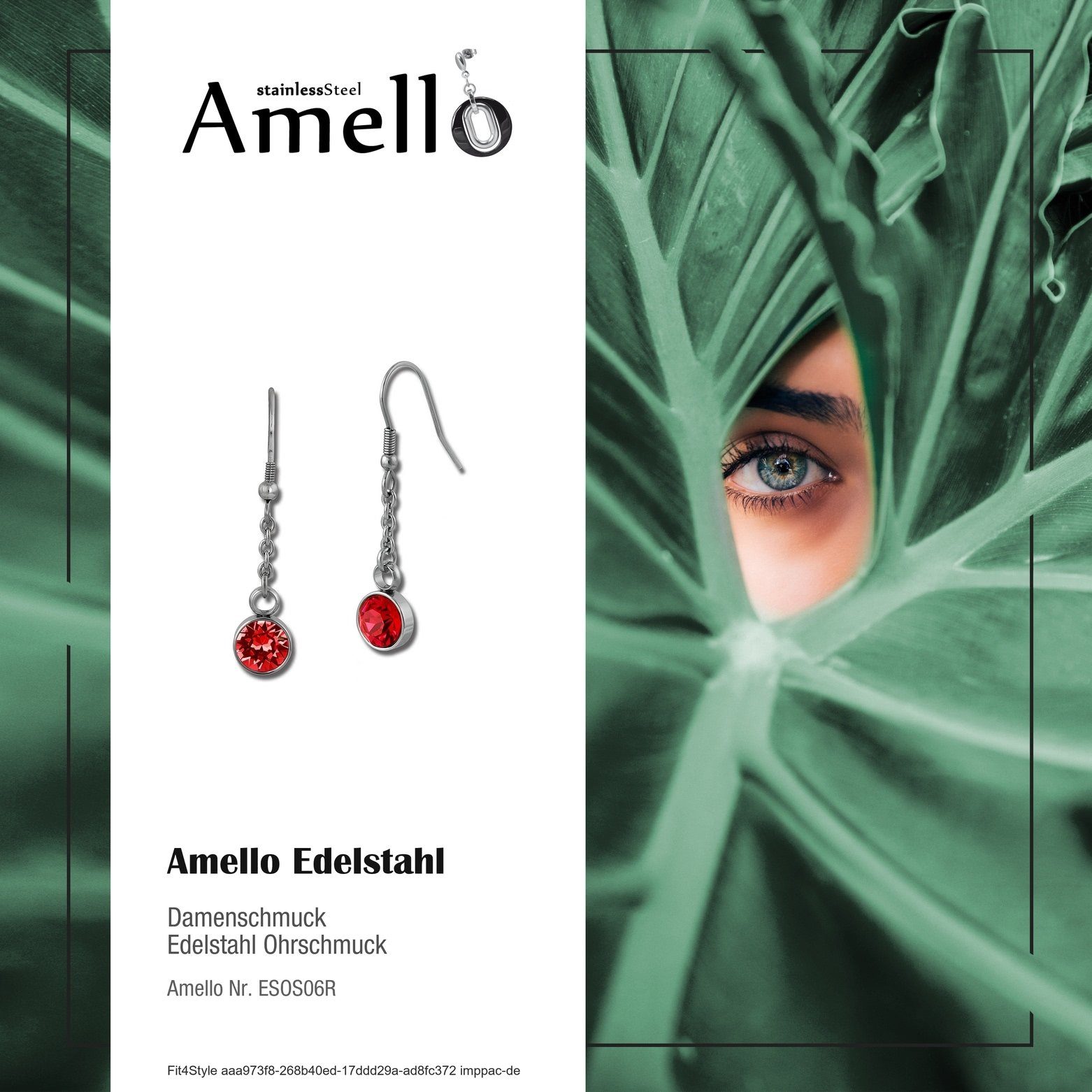 Amello Paar Ohrhänger Amello Ohrringe Edelstahl Ohrhänger rund (Ohrhänger), Damen Ohrhänger rund aus Edelstahl (Stainless Steel) silberfarben, rot