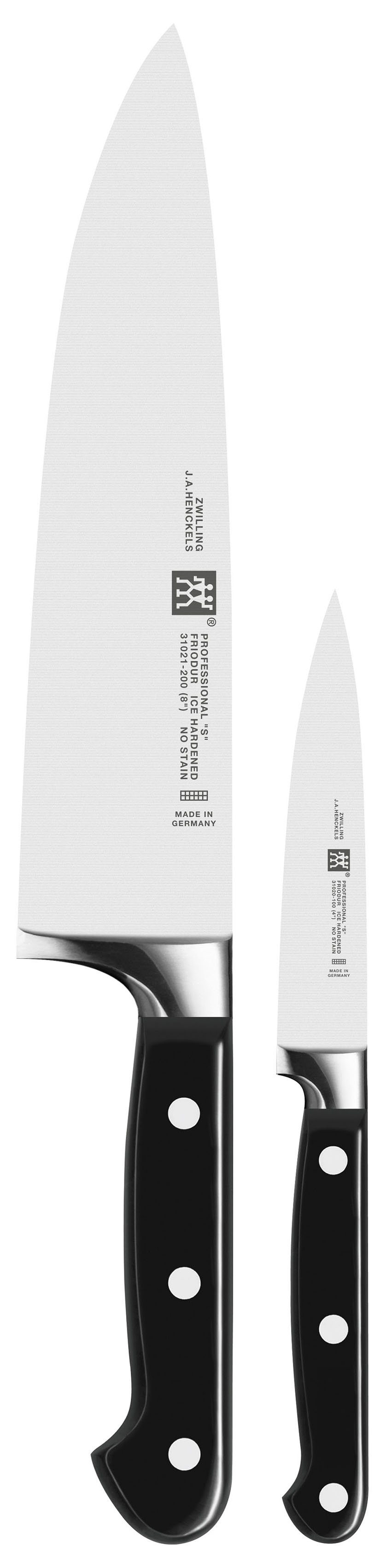 Zwilling Messer-Set Pro (Set, 2-tlg., 1 Spick- und Garniermesser (10 cm), 1 Kochmesser (20 cm), Edelstahl 18/10, aus einem Stück geschmiedet