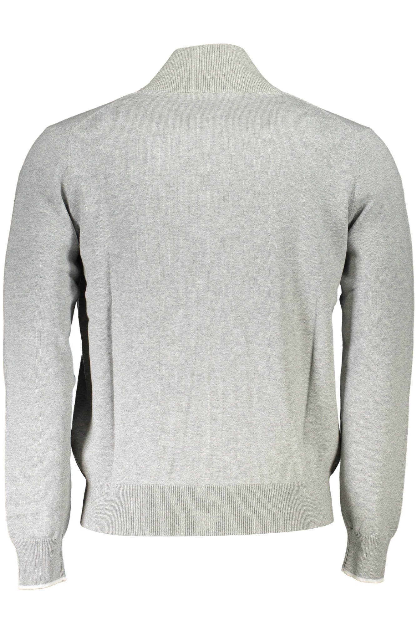 North Sails Strickpullover Herren Strickjacke Grau: Länger Cardigan aus Bio-Baumwolle mit Zipper