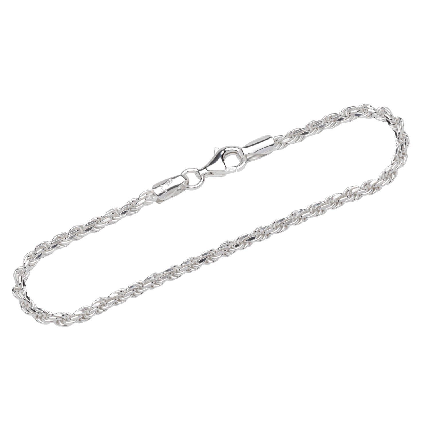 Silberarmband Armband 925 Sterling Silber 19cm Kordelkette gesch