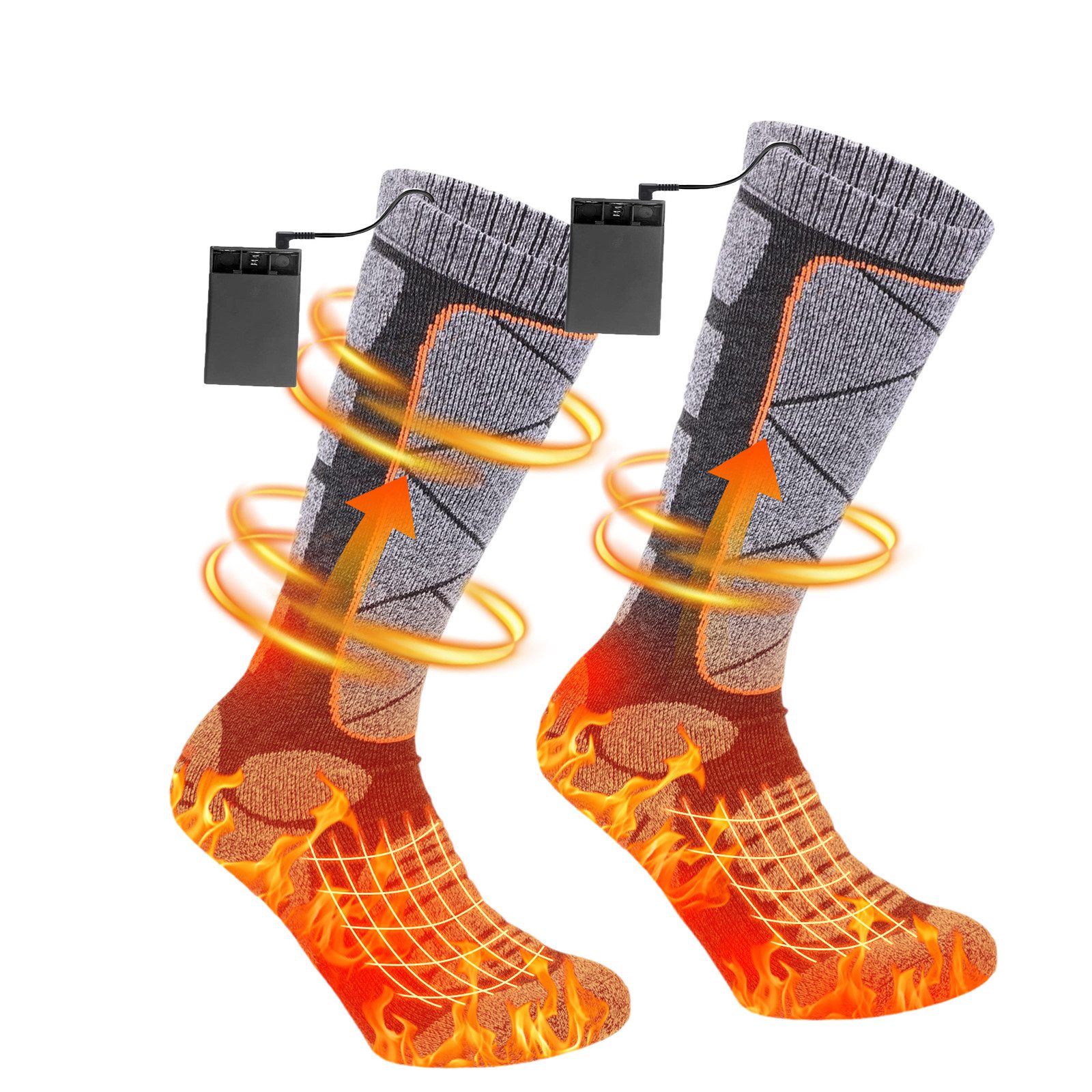BTTO Thermosocken Beheizbare Socken Funktionssocken Heizsocke Feet Batterien für Männer und Frauen(1-Paar)