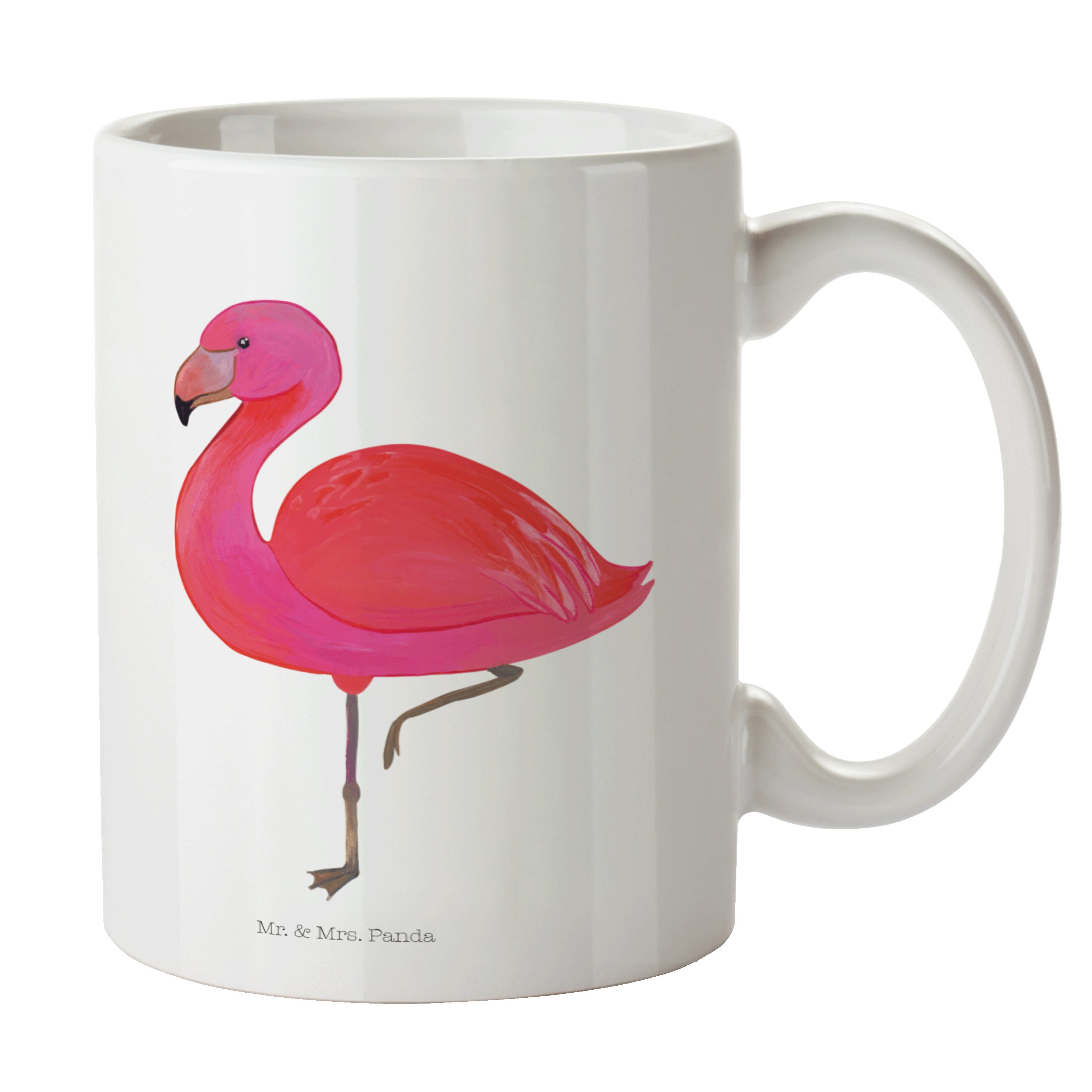 Mr. & Mrs. Panda Tasse Flamingo classic - Weiß - Geschenk, Tasse, Tasse Motive, rosa, Kerami, Keramik