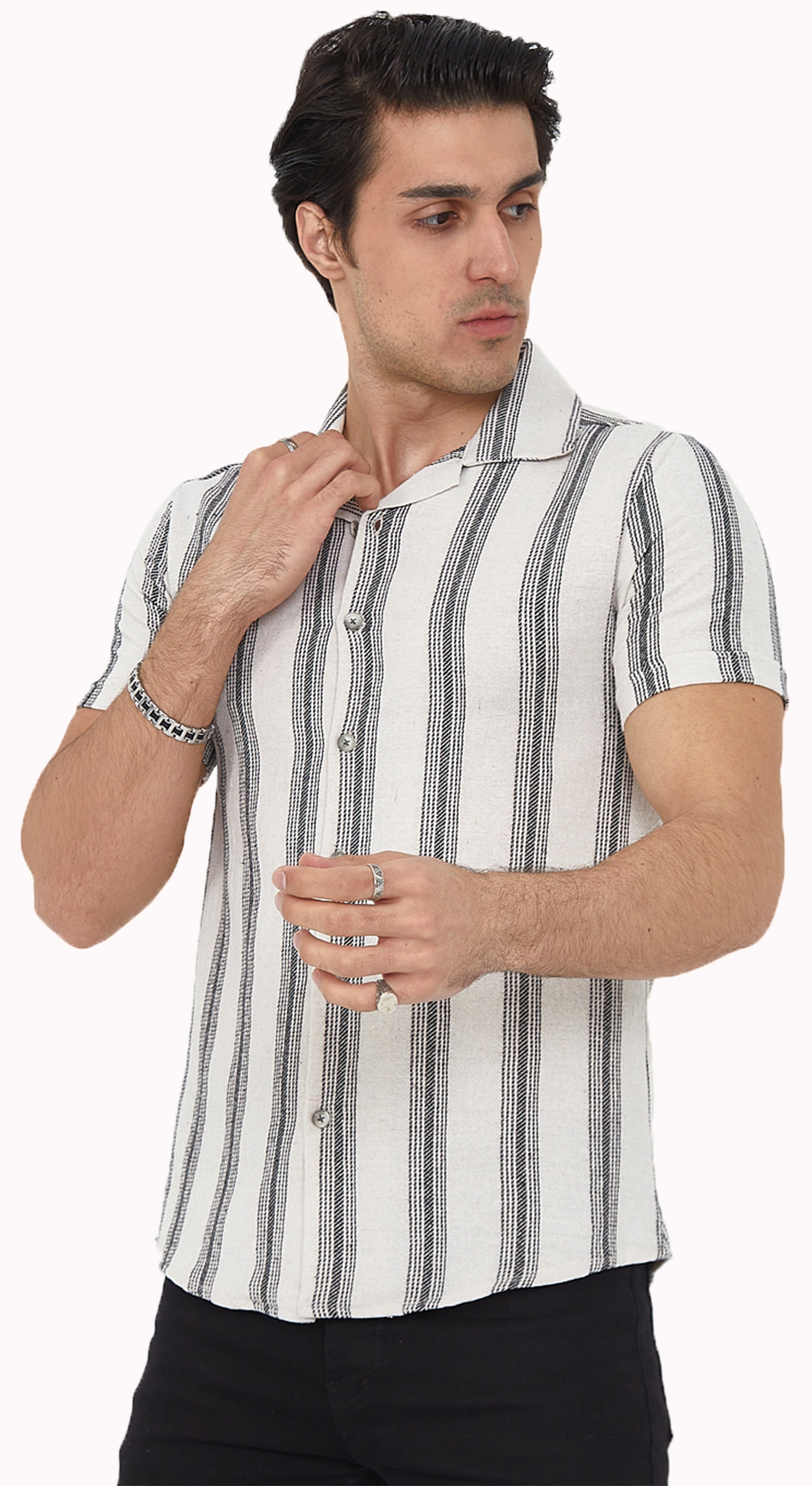 Megaman Jeans Kurzarmhemd Megaman Herren Freizeit-Hemd Stretch Kurzarm Hemden