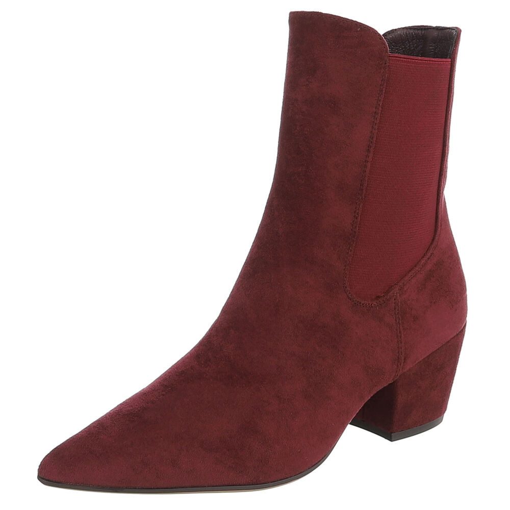 Ital-Design Damen Kniehochstiefel mit Blockabsatz, Schlupfform Chelseaboots (92078824) Blockabsatz Stiefeletten in Weinrot