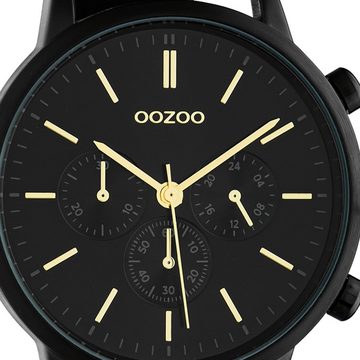 OOZOO Quarzuhr Oozoo Damen Armbanduhr schwarz Analog, Damenuhr rund, mittel (ca. 38mm) Edelstahlarmband, Fashion-Style