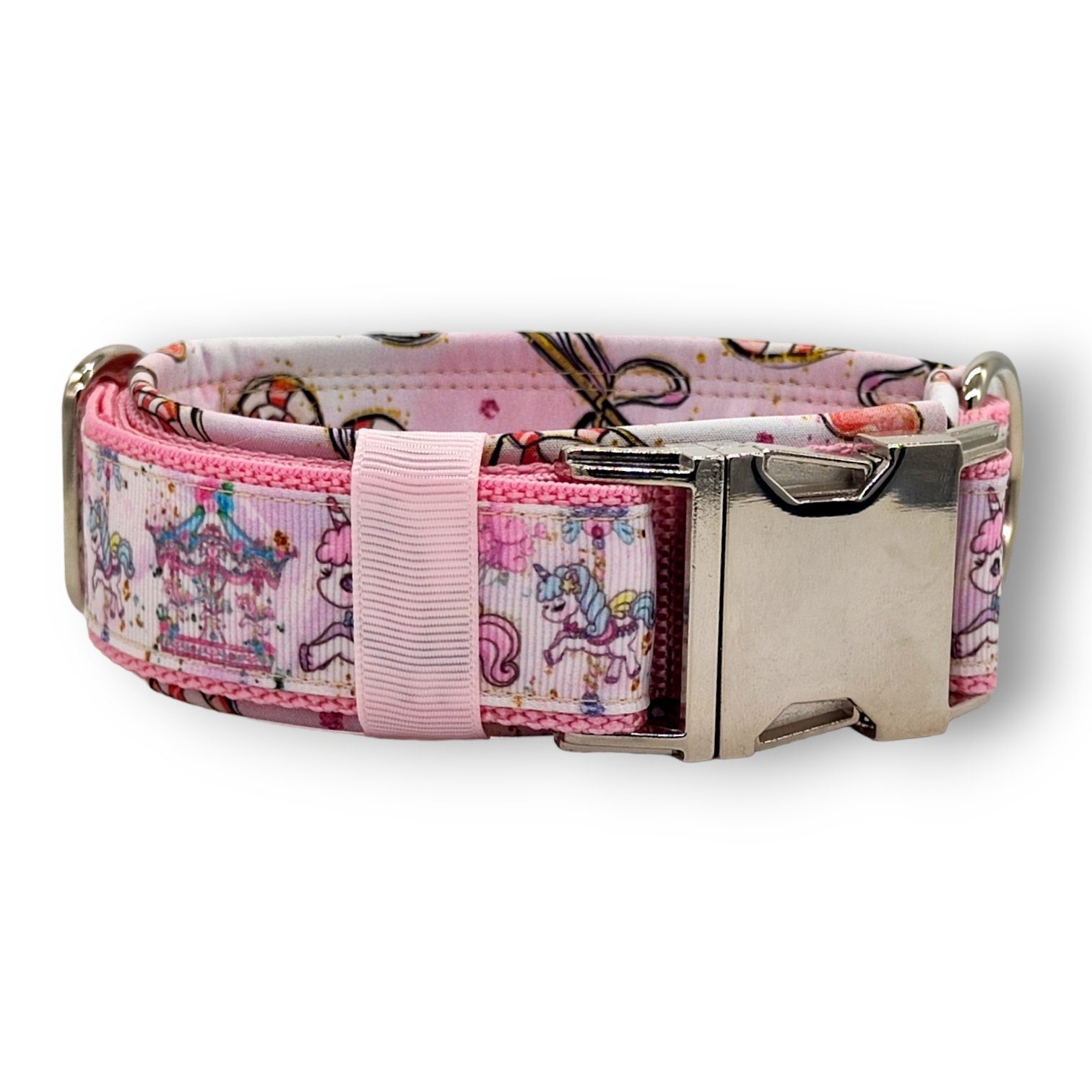 D by E Couture Hunde-Halsband Halsband 50mm "Jahrmarkt IV", gepolstert, verstellbar, 50mm breit, Handmade
