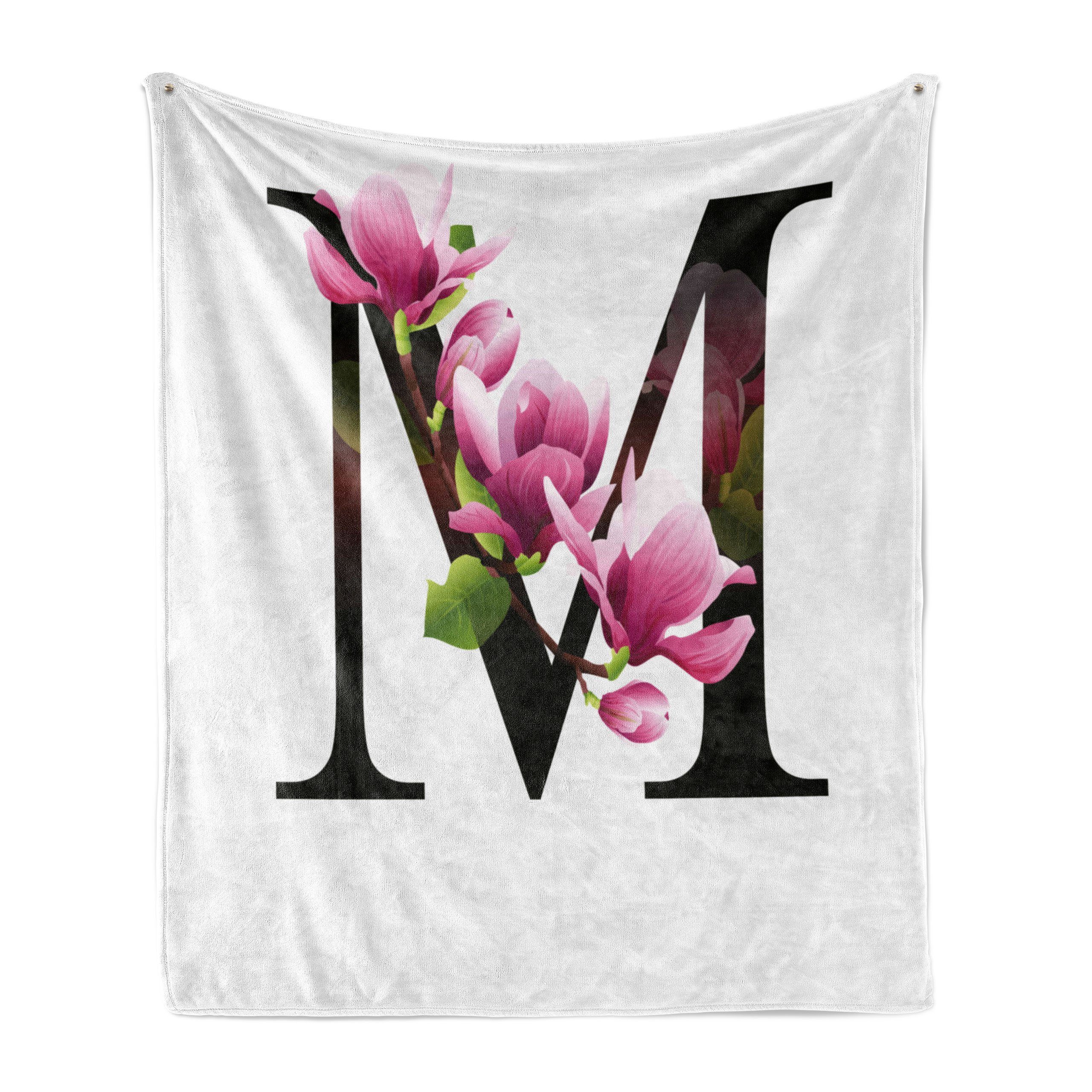 Magnolia Innen- M Wohndecke Plüsch Buchstabe Blumen Abakuhaus, für Gemütlicher mit M Außenbereich, und den