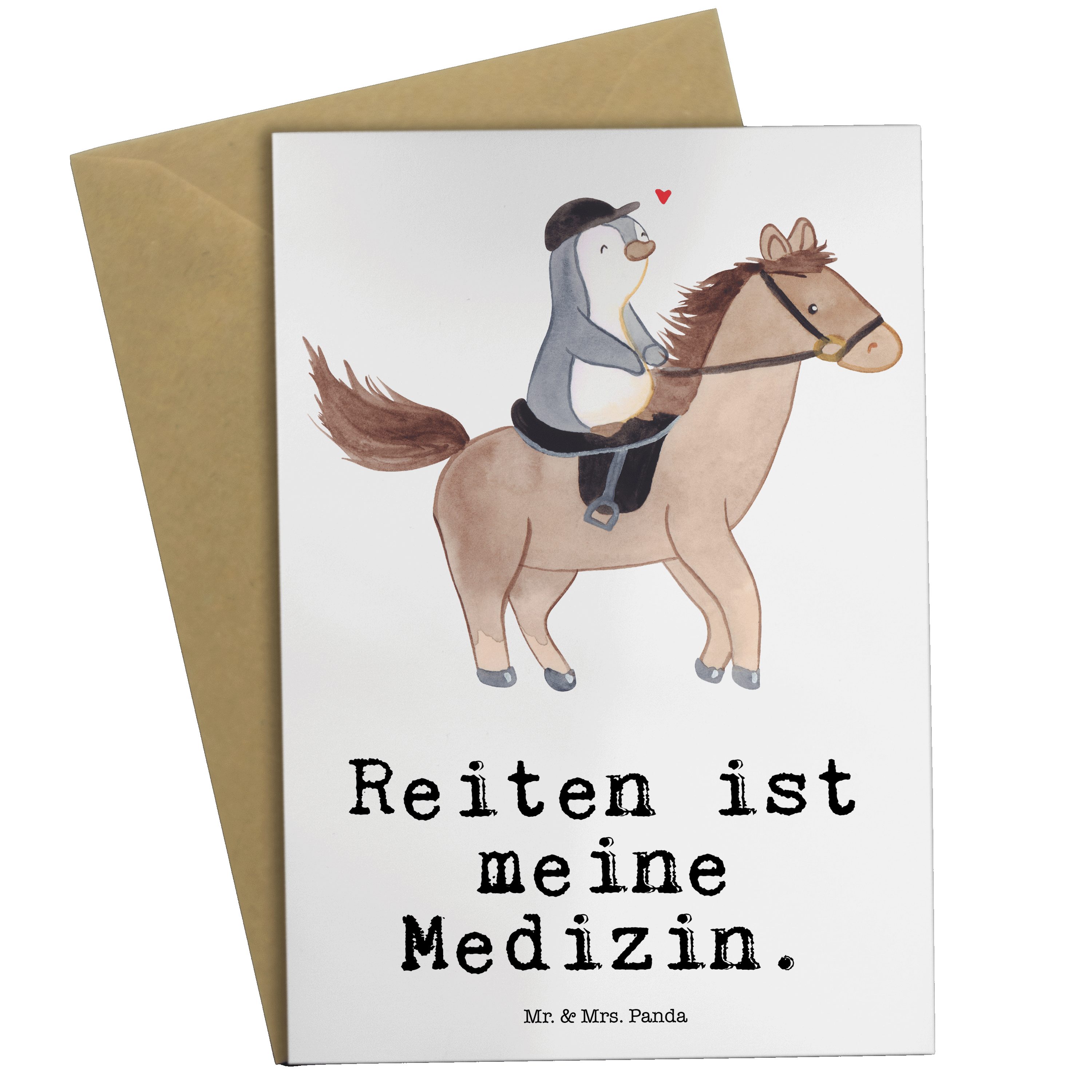 Mr. & - Reiten Grußkarte Therapeutisch Weiß Mrs. Pferd Geschenk, Hochzeitskarte, Panda Medizin 