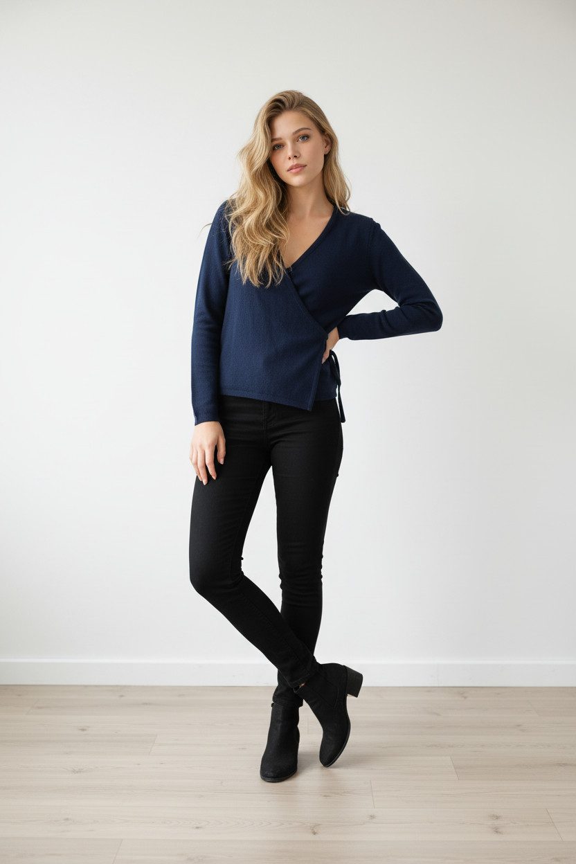 Zuckerwatte Wickelpullover Wickelpullover aus weicher Merino Cashmere Mischung