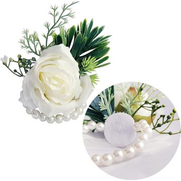 Lubgitsr Brosche Weiße Rosen Anstecker - 2 Stück für Hochzeiten (2-tlg)