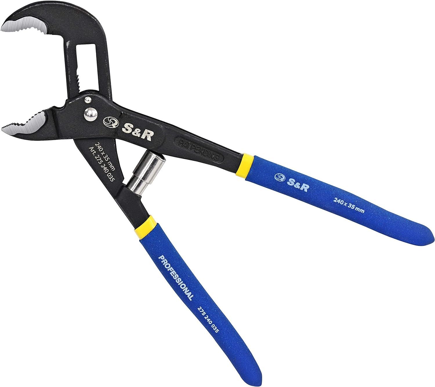 S&R Wasserpumpenzange Automatisch: mit patentiertem Schnellspannmechanismus 240x35mm, 1-tlg., CR-V, doppelt ummantelte Griffe