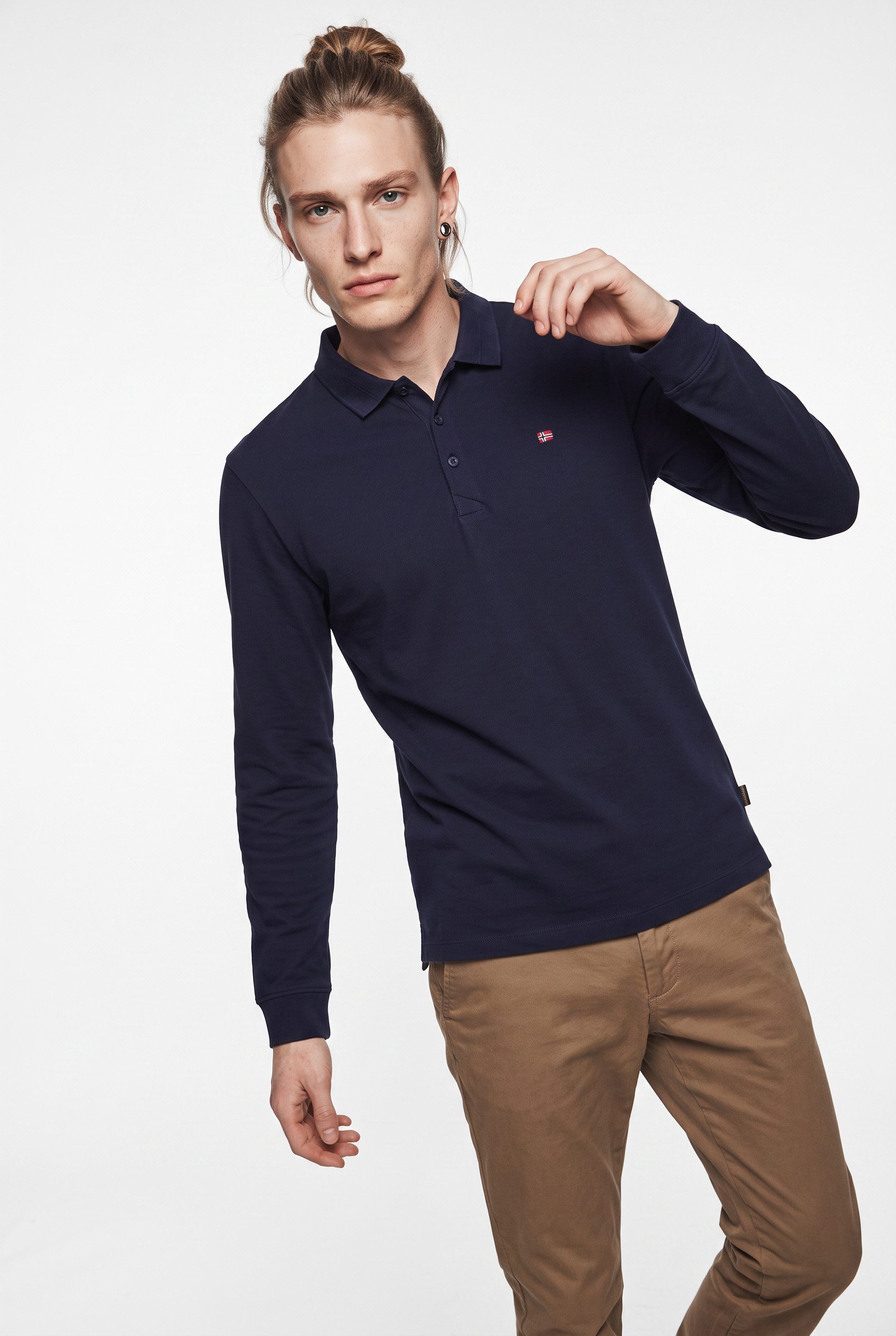 Napapijri Langarm-Poloshirt EALIS LS 1 mit Polokragen, unifarben, aus Baumwolle, klassische Passform