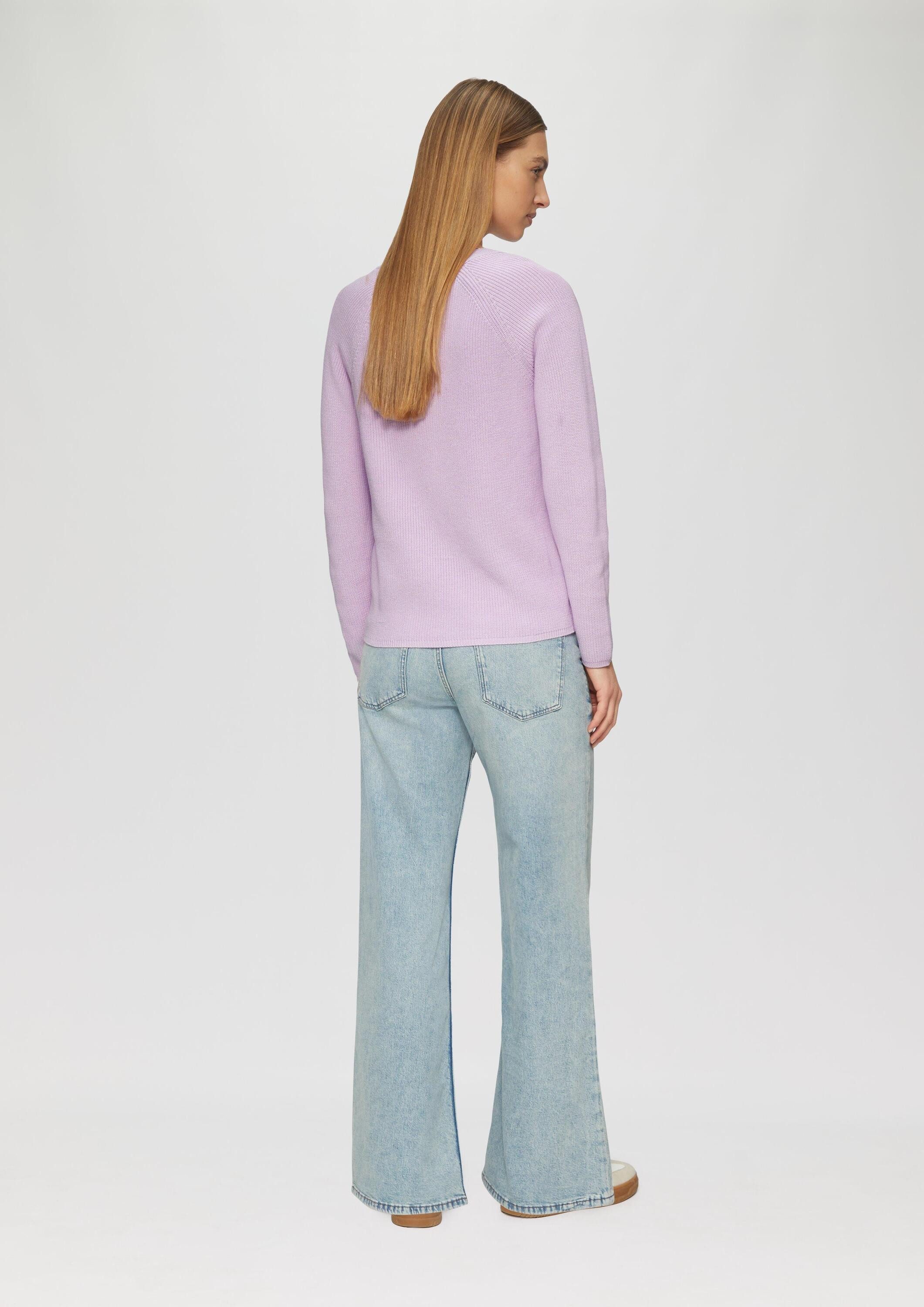 s.Oliver Longpullover Strickpullover Strickpullover mit V-Ausschnitt und Raglan-Ärmeln