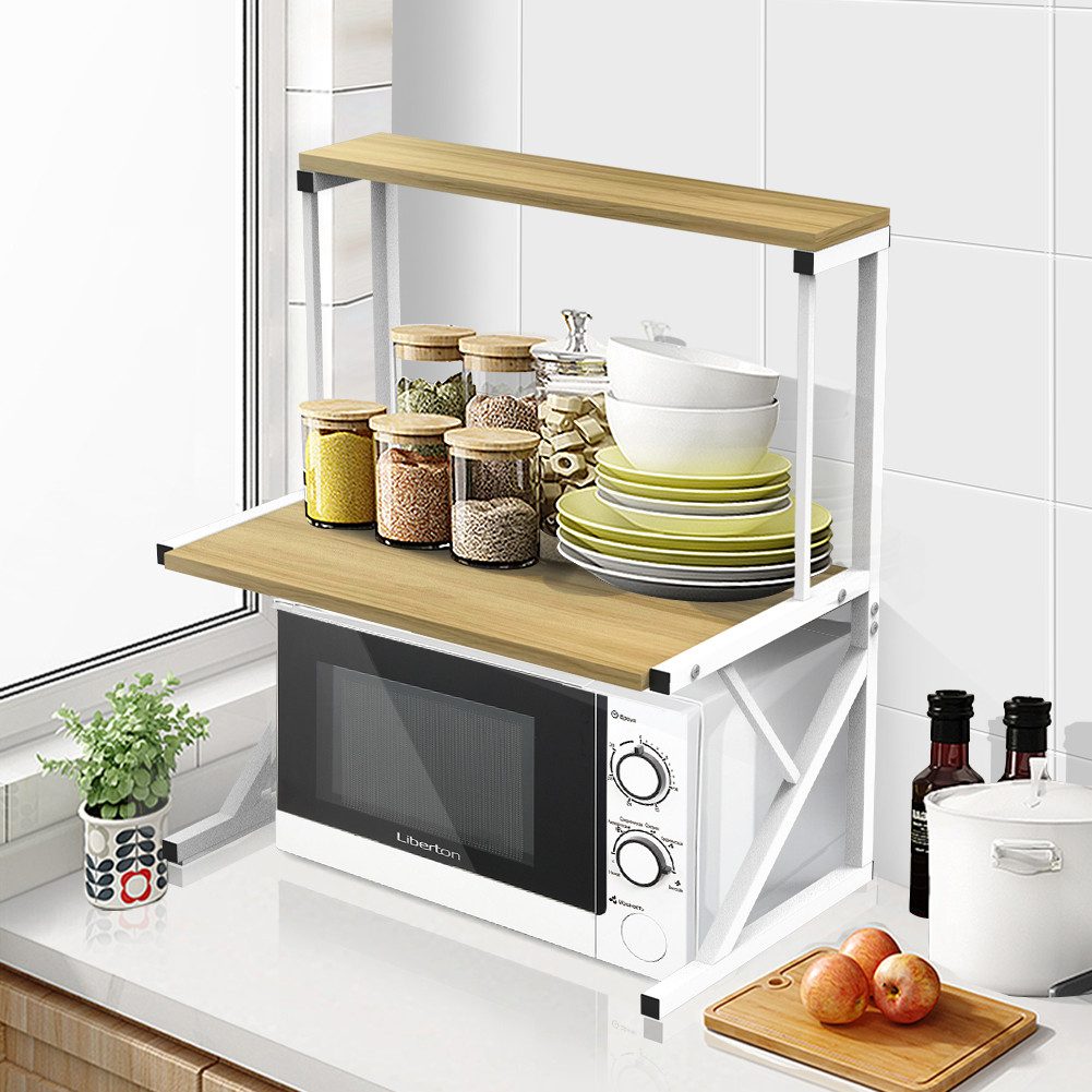 JEOBEST Küchenregal 2-Stufig Mikrowellenregal Küche Gewürzhalter günstig online kaufen