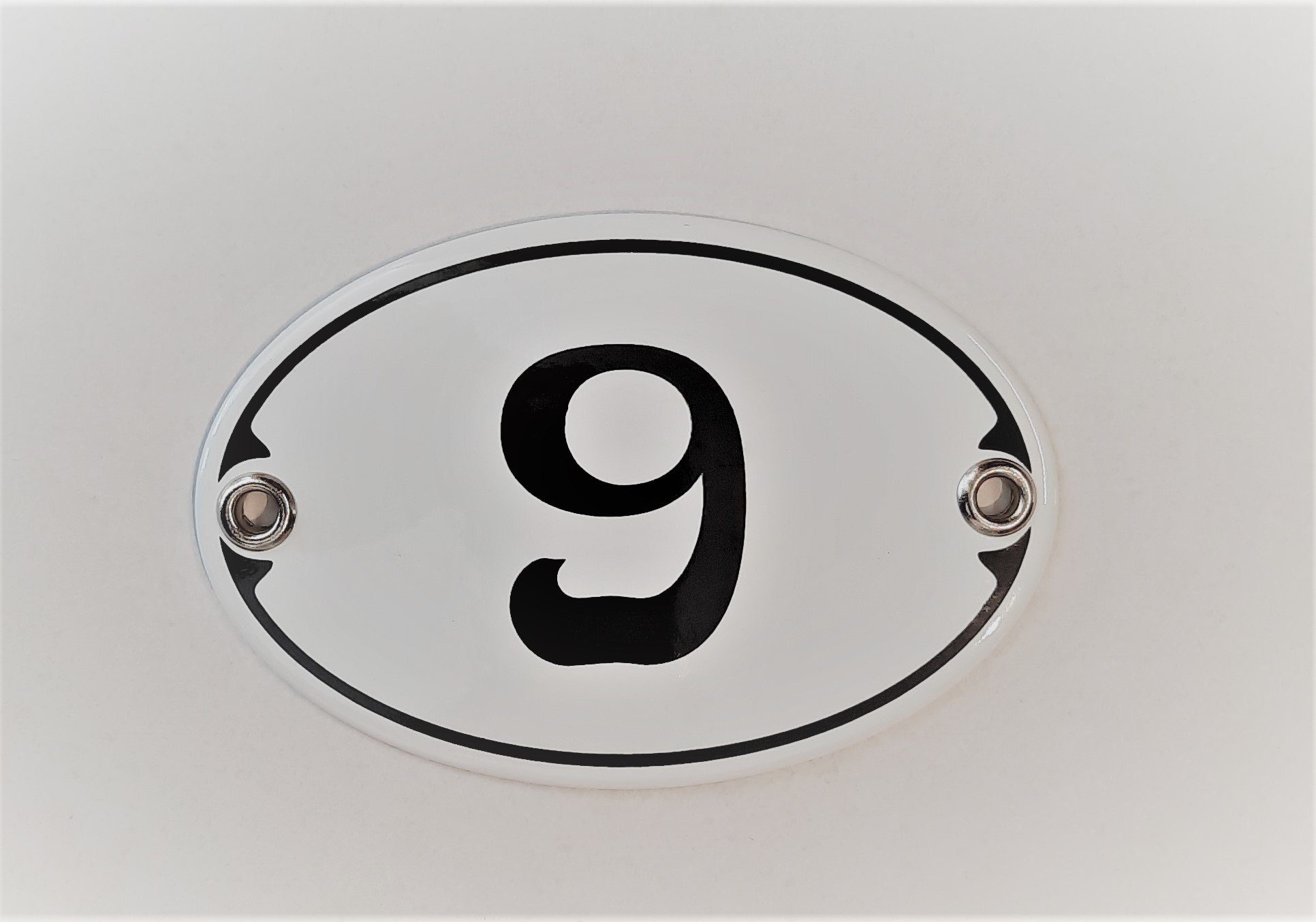Elina Email Schilder Hausnummer Zahlenschild "9", (Emaille/Email)