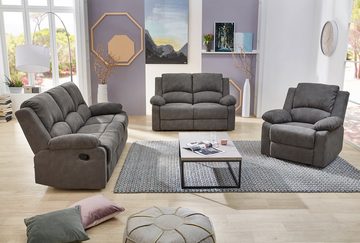 luma-home Relaxsessel 15129 (TV-Sessel mit halbautomatischer Relaxfunktion 97 cm breit), Tonnentaschenfederkern, Bezug Mikrofaser, Vintage Anthrazit
