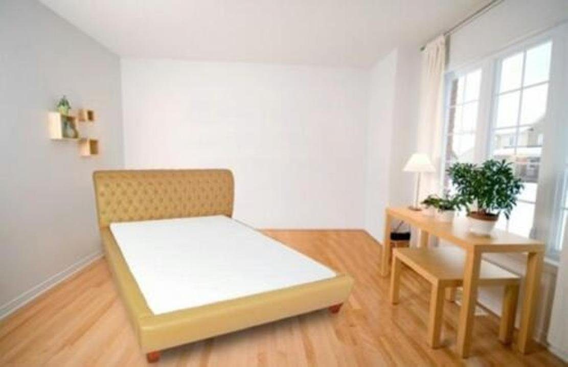 Doppelbett Schlafzimmer Neu Beige JVmoebel Polster Bett, Textil Leder Doppelbetten