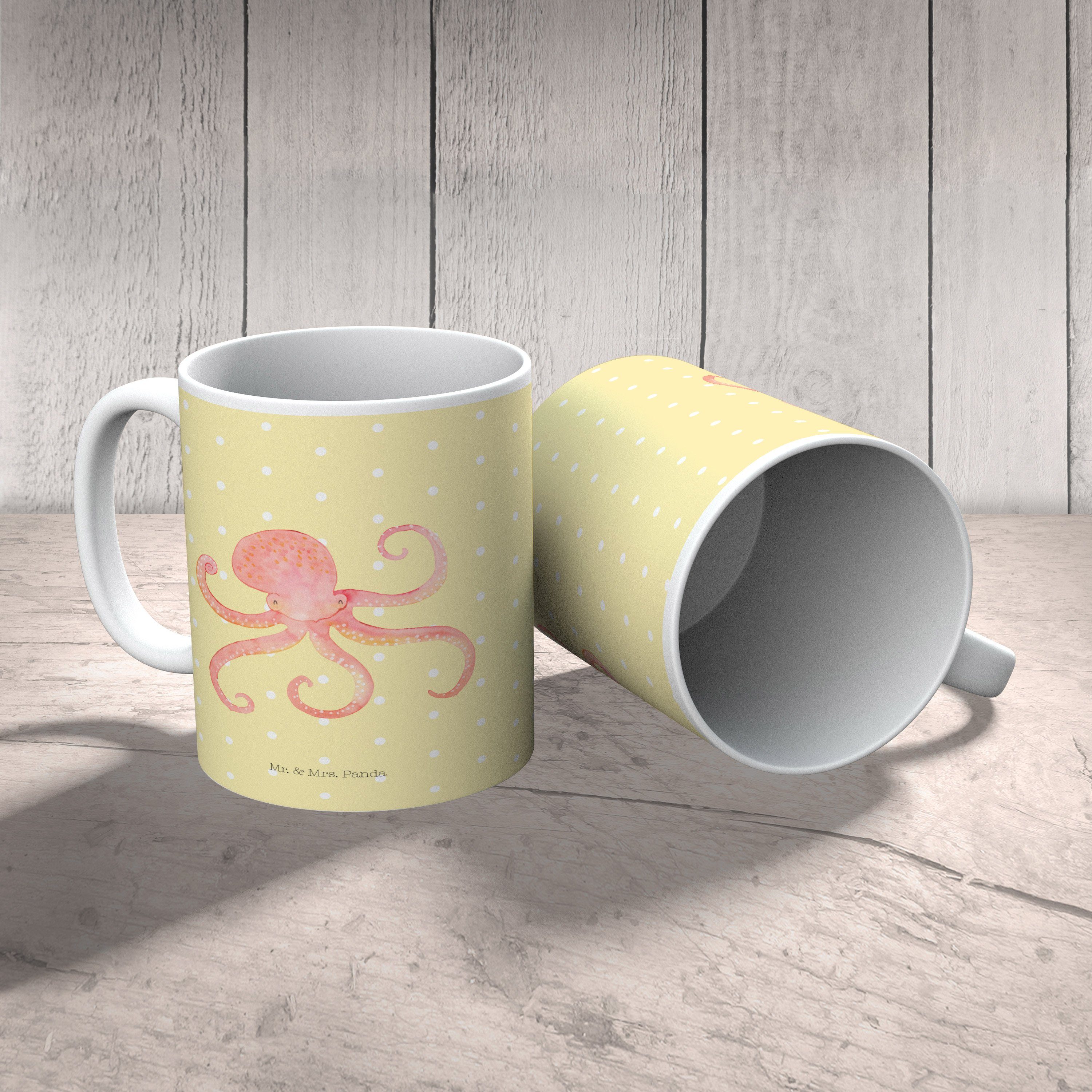 Pastell - Mrs. Mr. Tasse Keramik Arme, - Tasse Sprüche, M, Tintenfisch & lustige Panda Geschenk, Gelb