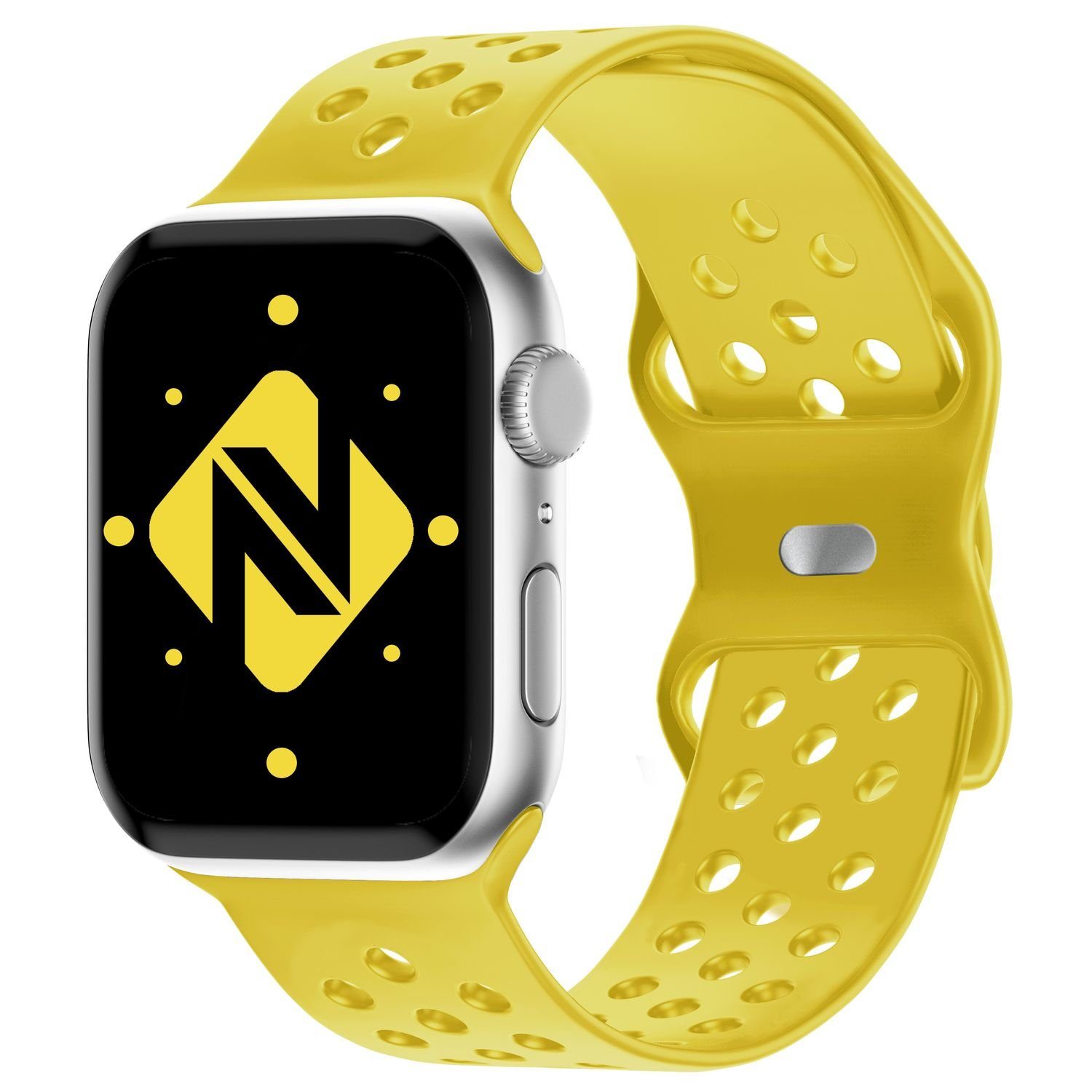 Nalia Smartwatch-Armband Apple Watch 49mm/46/45/44/42(Serie 1-3), Gelochtes Silikon Ersatzband / für Sport Fitness Uhr / Atmungsaktiv