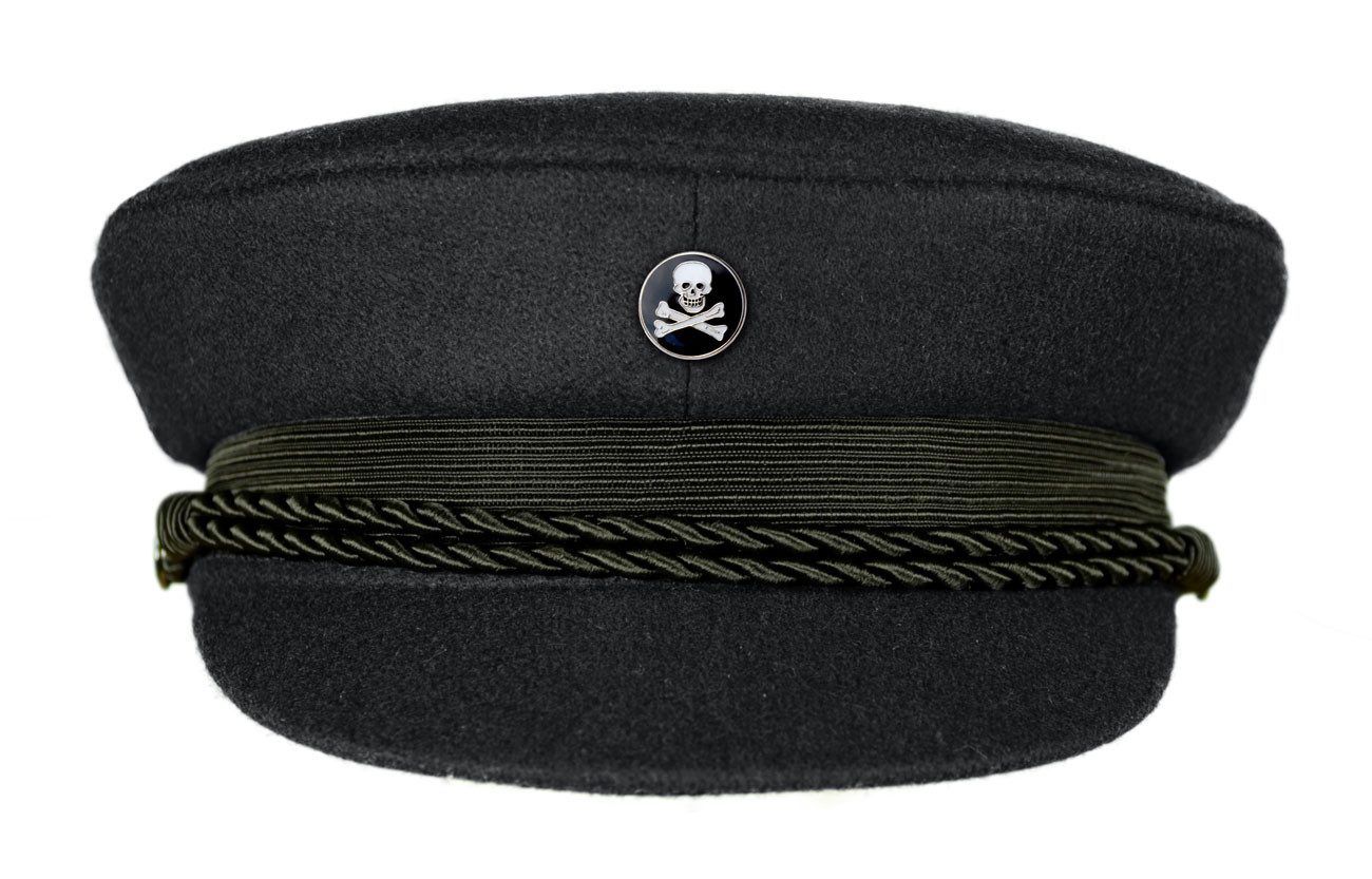 MADSea Schiebermütze Elbsegler Premium mit Motivpin Pirat maritime Kapitänsmütze mit Krone, Zierband und Kordel