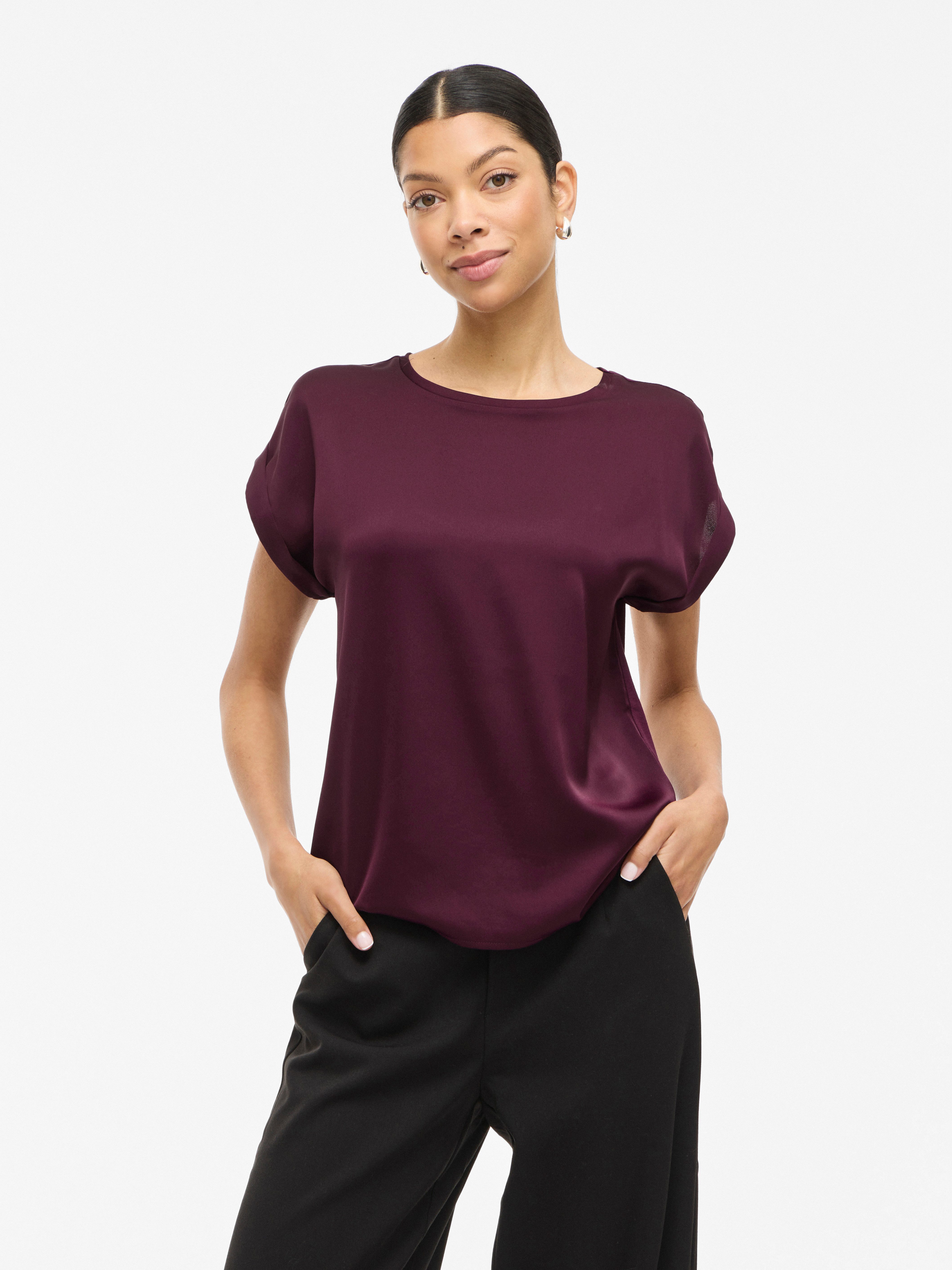 Vila Kurzarmshirt VIELLETTE S/S SATIN TOP günstig online kaufen