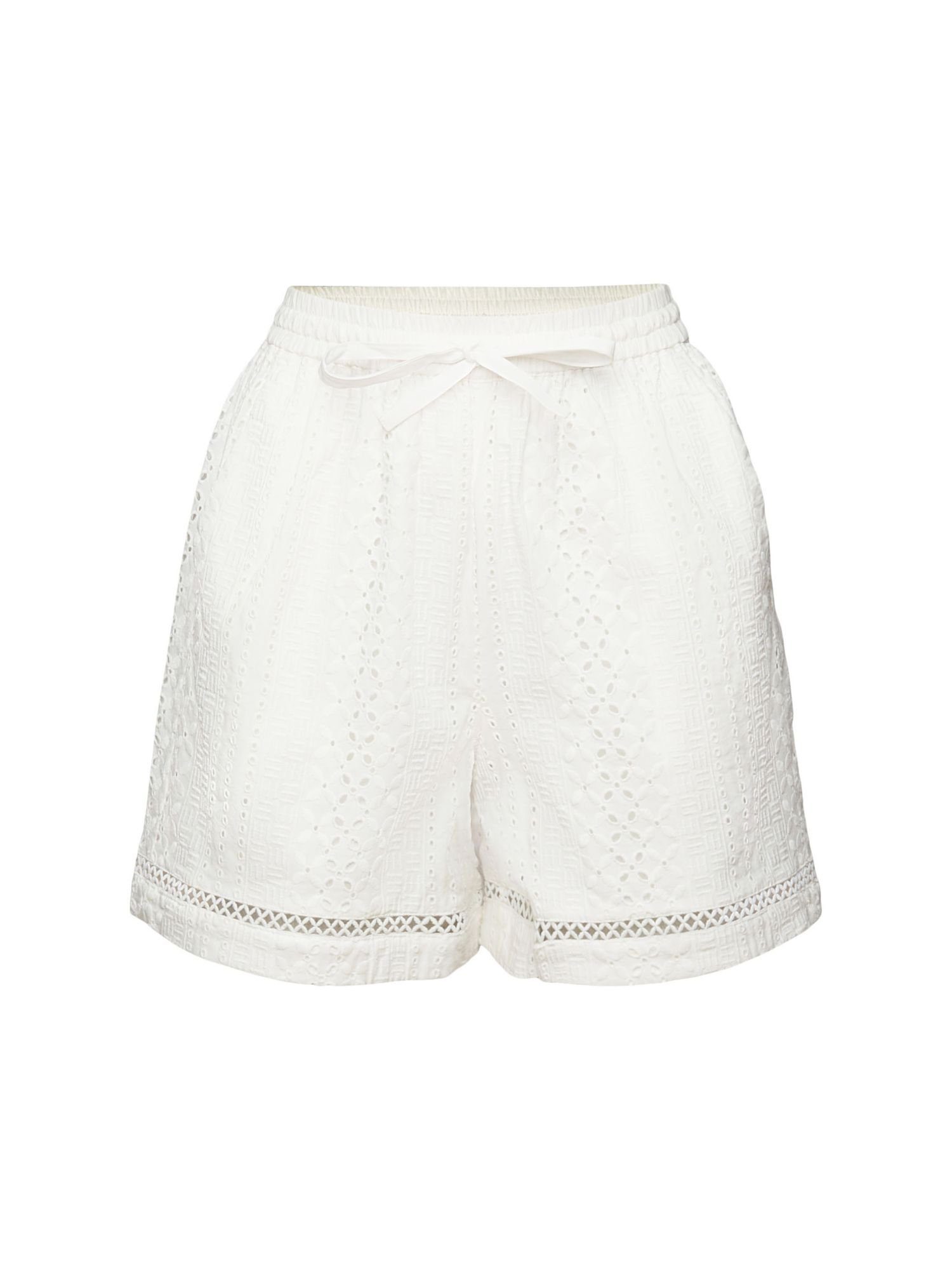 Esprit Shorts Bestickte Shorts, (1-tlg) LENZING™ ECOVERO™ WHITE