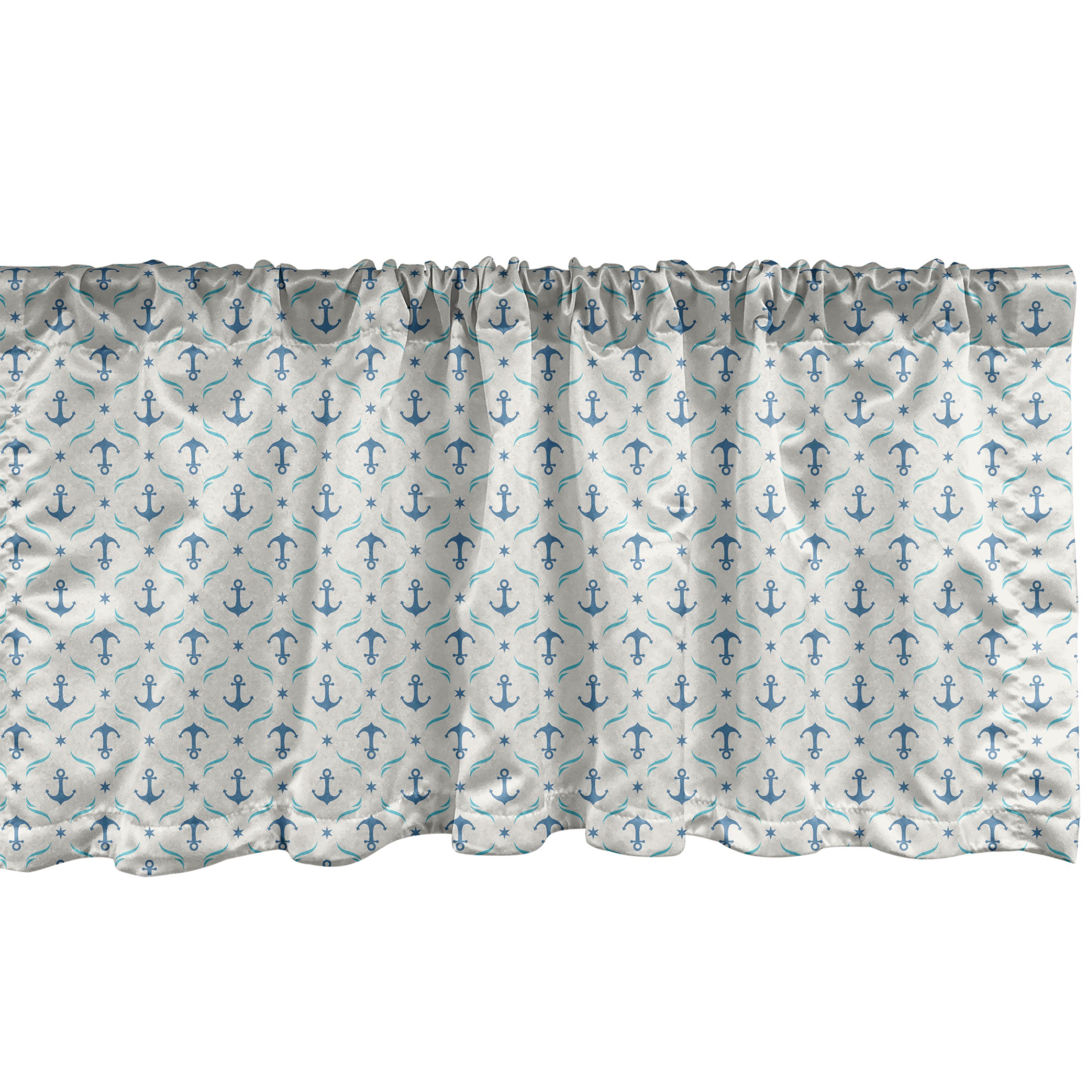 Scheibengardine Vorhang Volant für Küche Schlafzimmer Dekor mit Stangentasche, Abakuhaus, Microfaser, Anker Yachting Waves Sterne