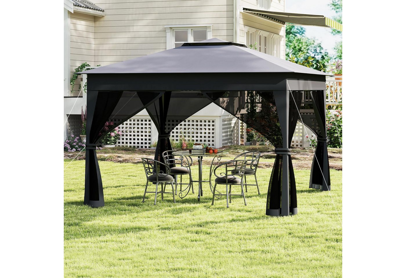 Thumbnail - COSTWAY Faltpavillon, mit 4 Seitenteilen, Pop Up Pavillon, mit 4 Seitenwände, wasserdicht