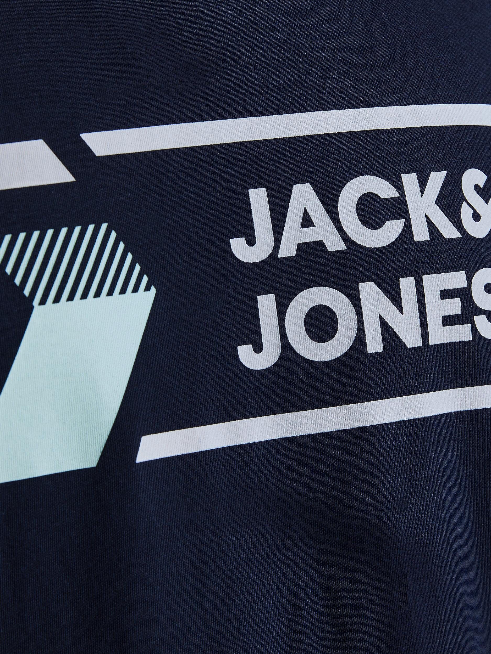 Jones Shirt JCOLOGAN mit & Jack T-Shirt T-Shirt blau Rundhalsausschnitt TEE