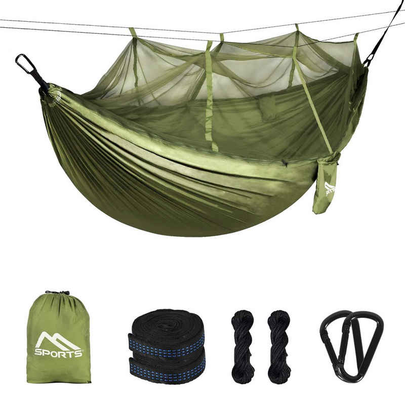 MSports® Hängematte MSports Hängematte mit Moskitonetz für Camping Outdoor Sonnenliege extra leicht