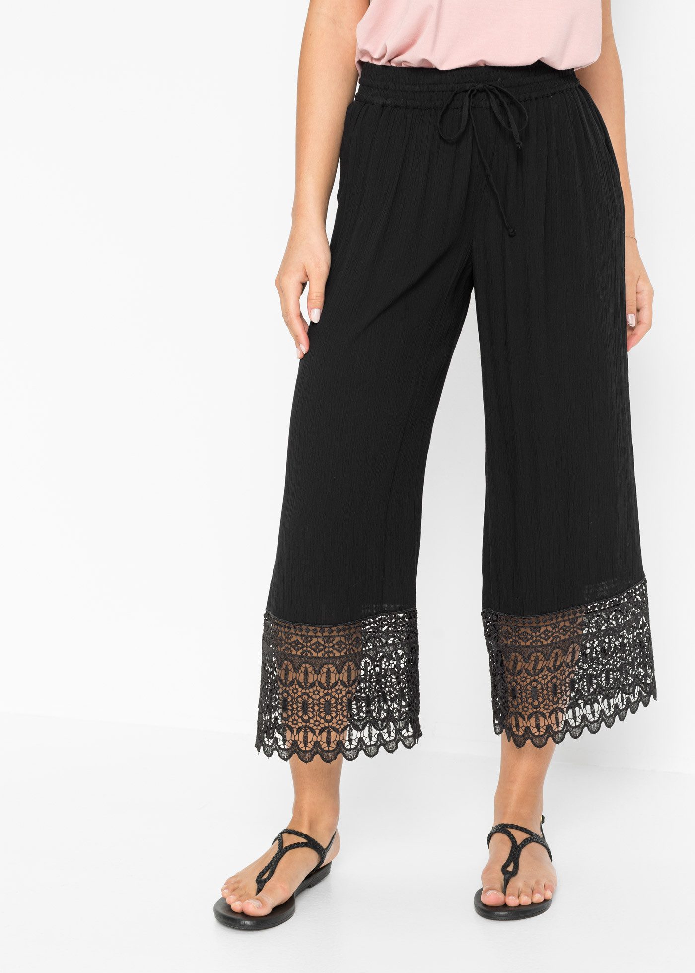 bonprix Culotte (1-tlg) aus Viskose, mit Spitze, loose fit, feminin