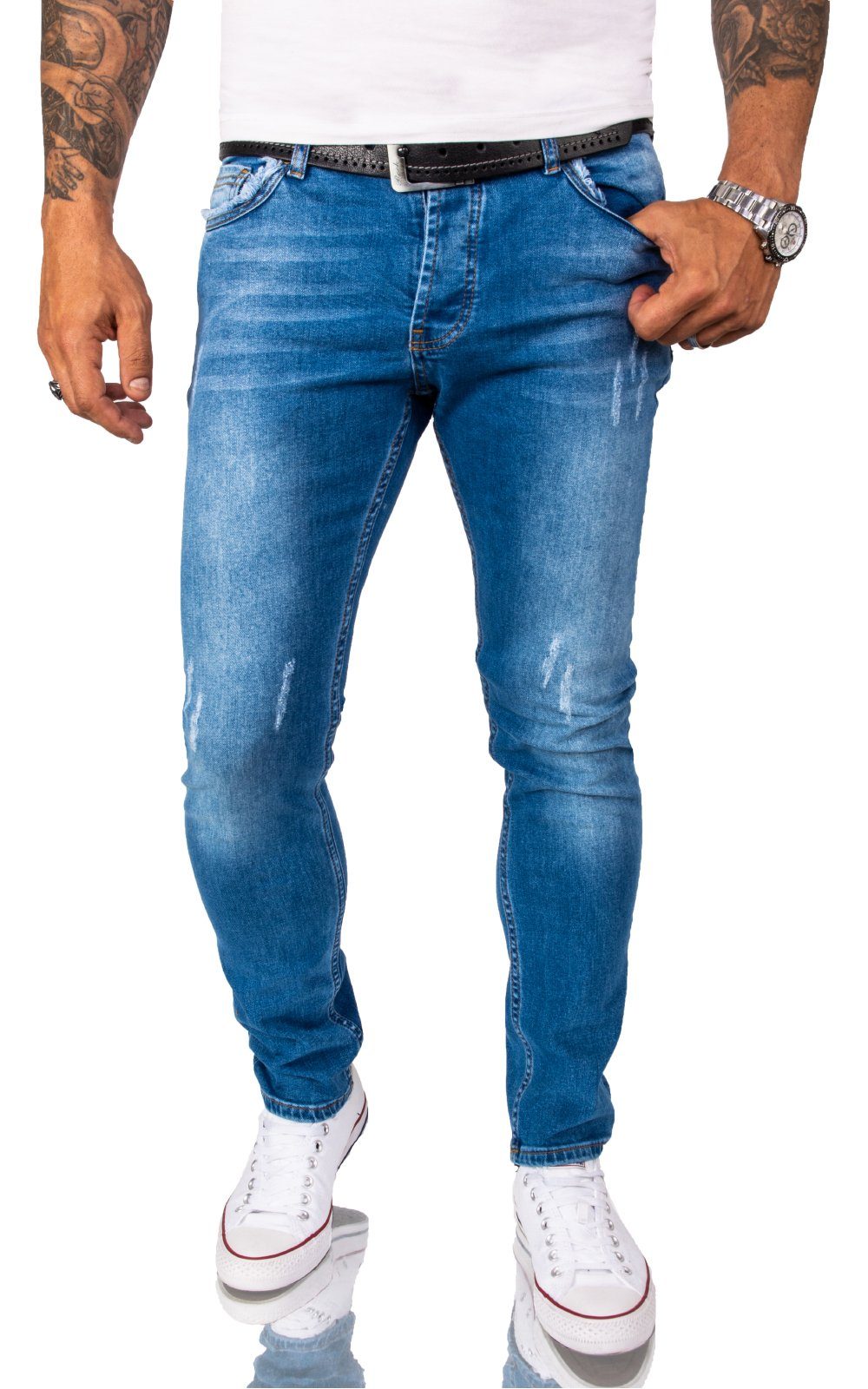 Jeans Rock Herren Creek Slim-fit-Jeans RC-2163 Blau Stonewashed