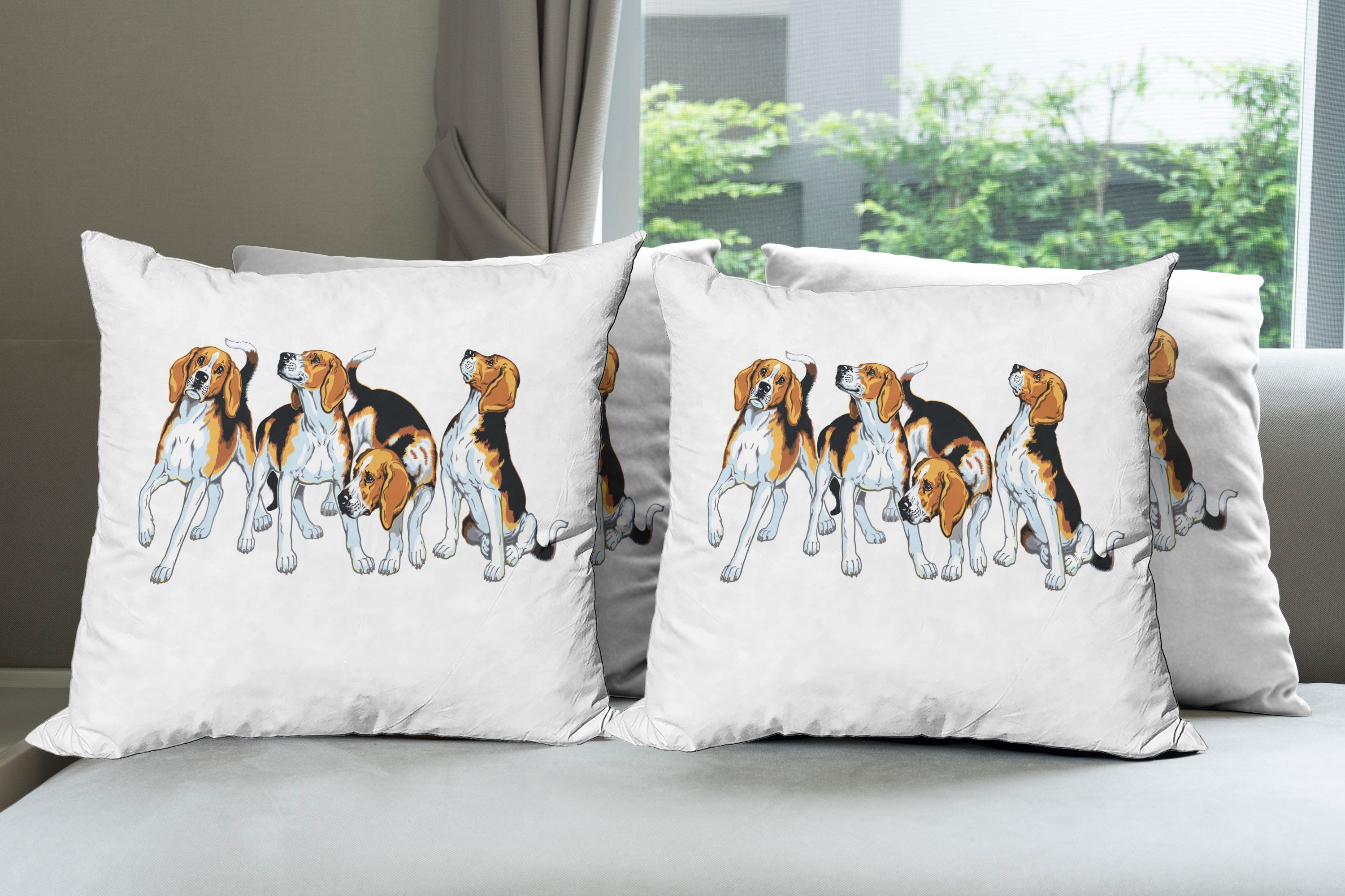 Kissenbezüge Modern Hounds Wiedergabe Digitaldruck, Accent Beagle Abakuhaus Doppelseitiger Beagle Stück), (4 4