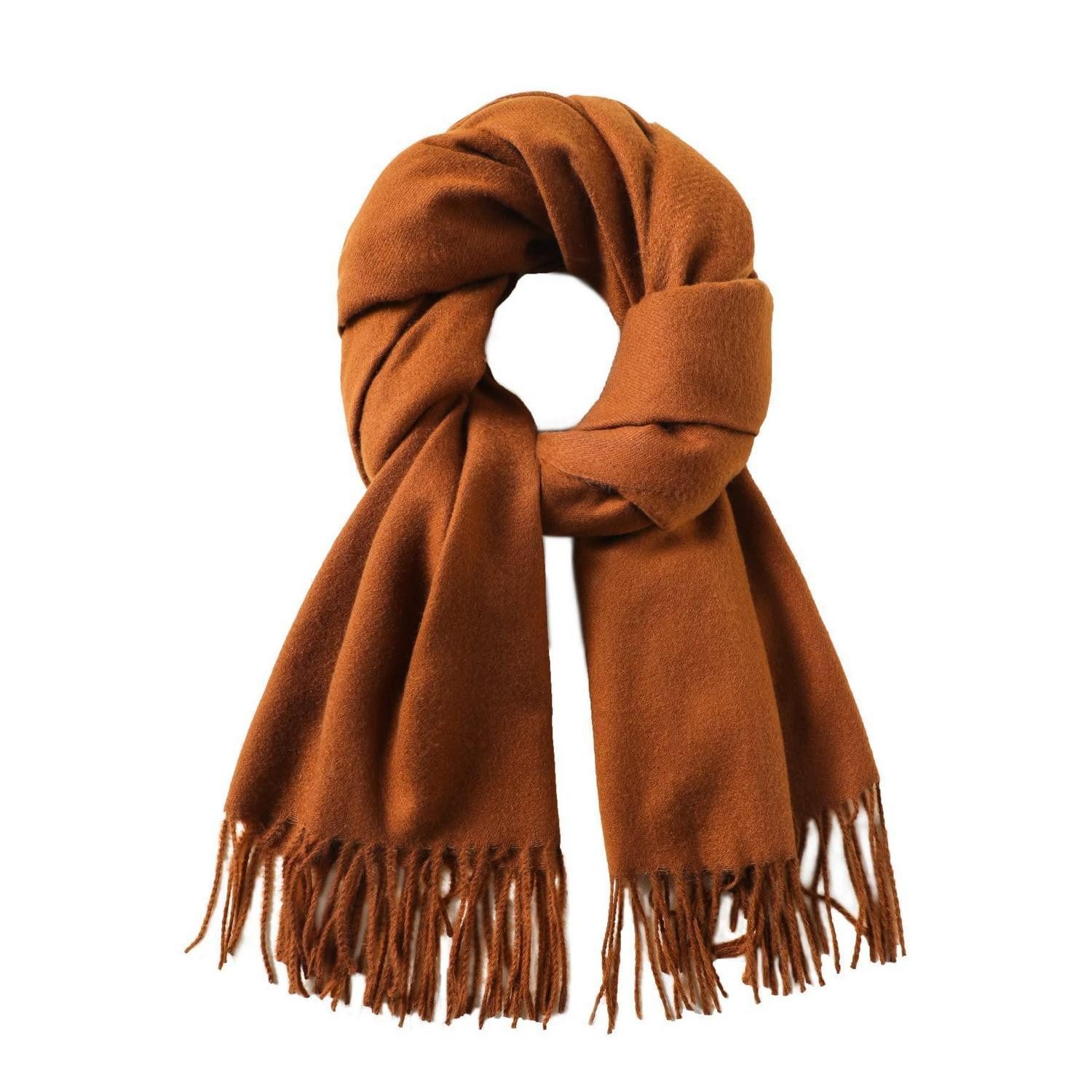LuxusKollektion Kaschmirschal Schal Damen Kaschmir-Gefühl Fransen 200x70cm Braun