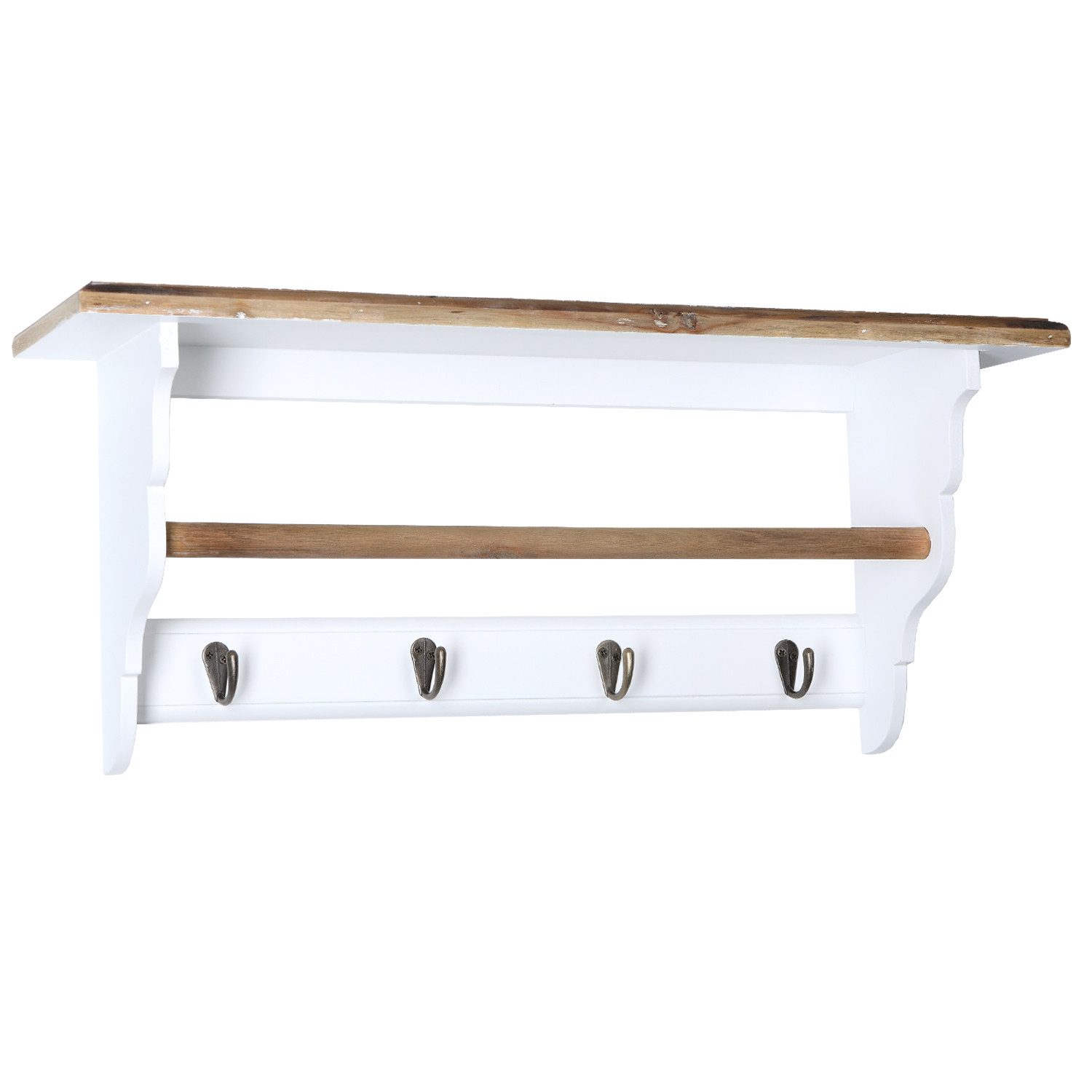 Home4Living Wandgarderobe Garderobe Weiß mit 4,5 u. 6 Haken Ablage Holz Lan günstig online kaufen