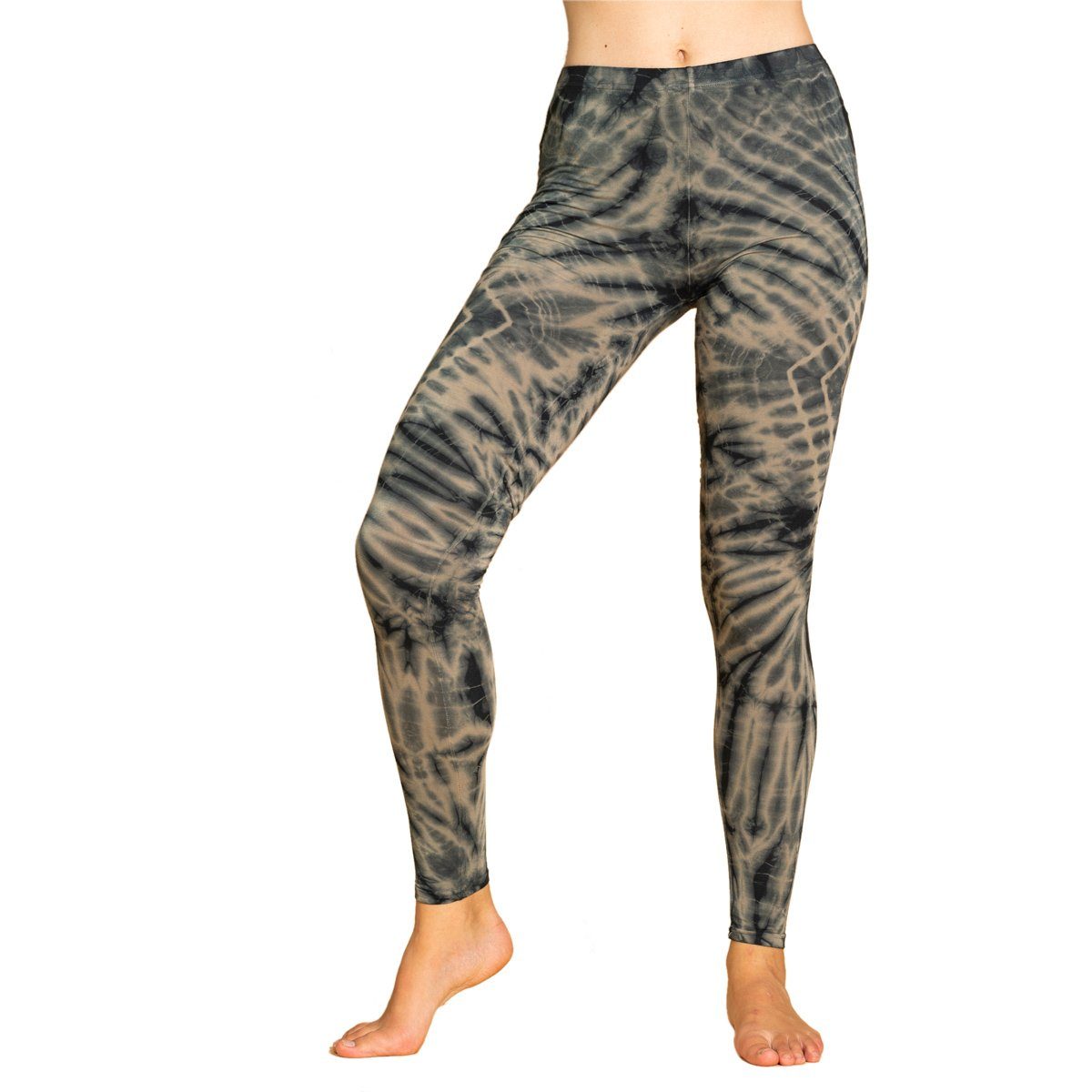 PANASIAM Leggings Unikat Batik Viskose Leggings Sportleggings alternative Yogaleggings Tiedye SQ01 aus lange grey Hippie natürlicher Leggings 'Dschungel' Batik