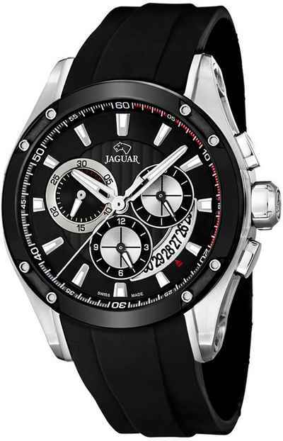 Jaguar Chronograph »UJ688/1 Jaguar Herren Uhr Sport J688/1 PUR«, (Armbanduhr), Herren Armbanduhr rund, PURarmband schwarz, Sport