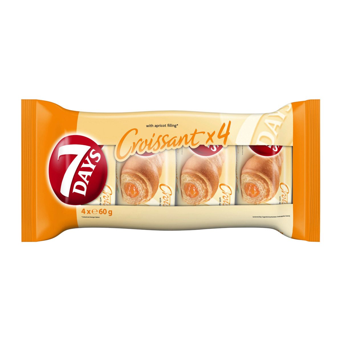 7 Days Süßigkeit, 7Days Croissants Aprikose mit fruchtiger Note 4x60g Packung 240g