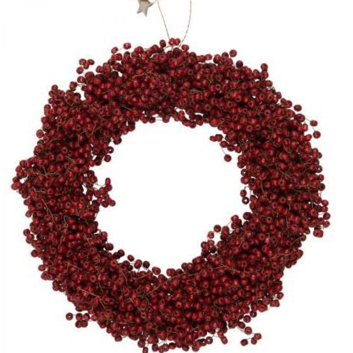 Ib Laursen Dekofigur Ib Laursen Kranz mit Holzperlen Rot (25cm)
