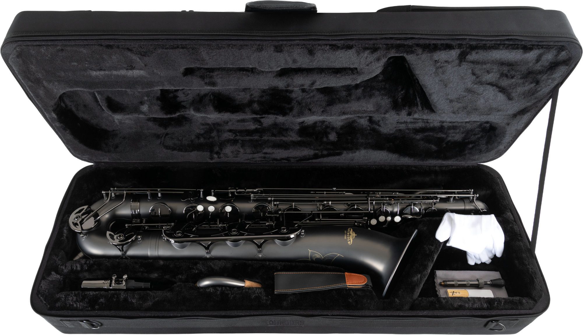 Lechgold Saxophon LBS-25 Baritonsax SET - Mit edlem Finish!, Spar-Set, 8-St., Hoch Fis-Klappe, Tief A-Klappe, C# - Bb Wippe für die linke Hand, Stimmung: Eb