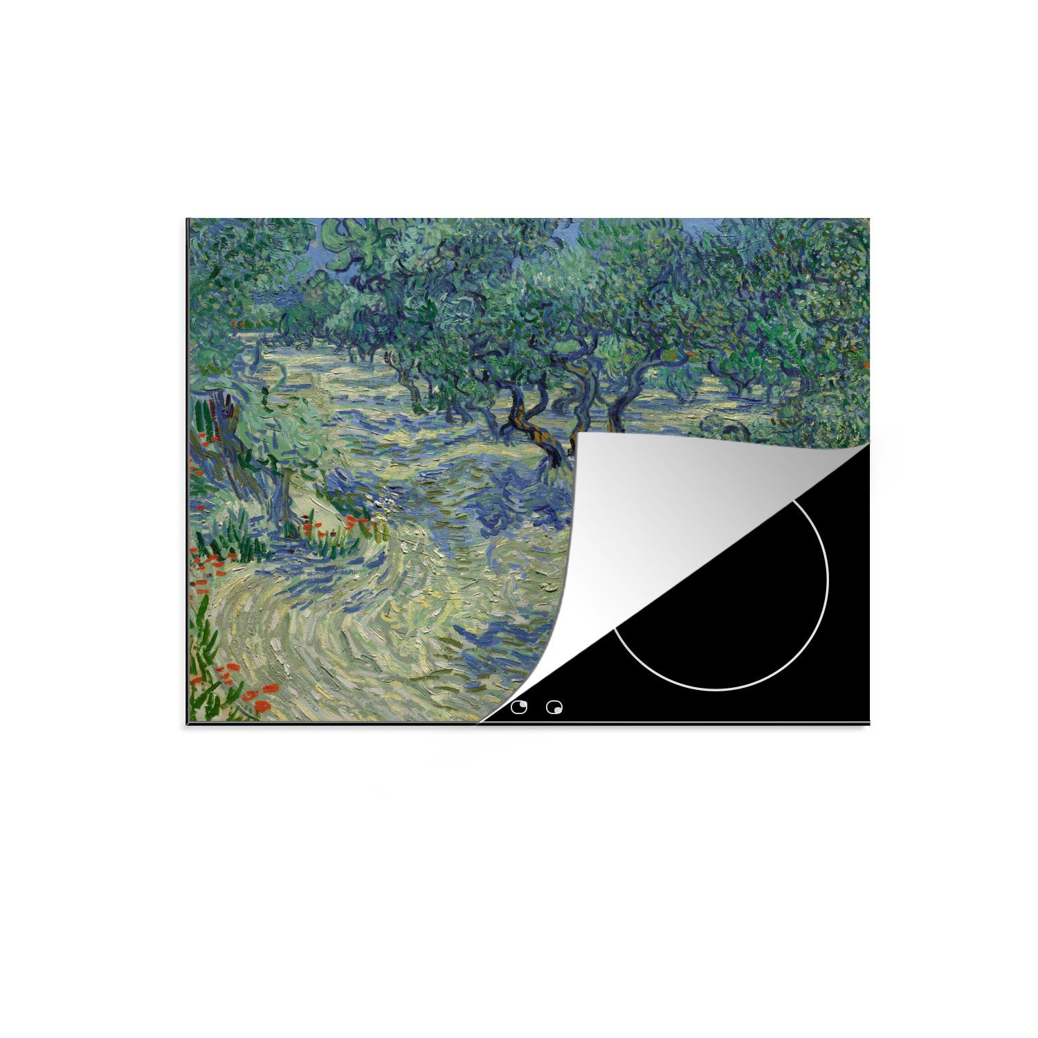 MuchoWow Herdblende-/Abdeckplatte Der Olivenhain - Vincent van Gogh, Vinyl, (1 tlg), 71x52 cm, Induktionskochfeld Schutz für die küche, Ceranfeldabdeckung