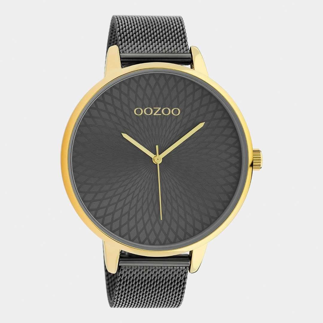 OOZOO Quarzuhr Damenuhr C10554 Mandala-ZB Goldfarben Gunmetal Milanaiseband 48 mm