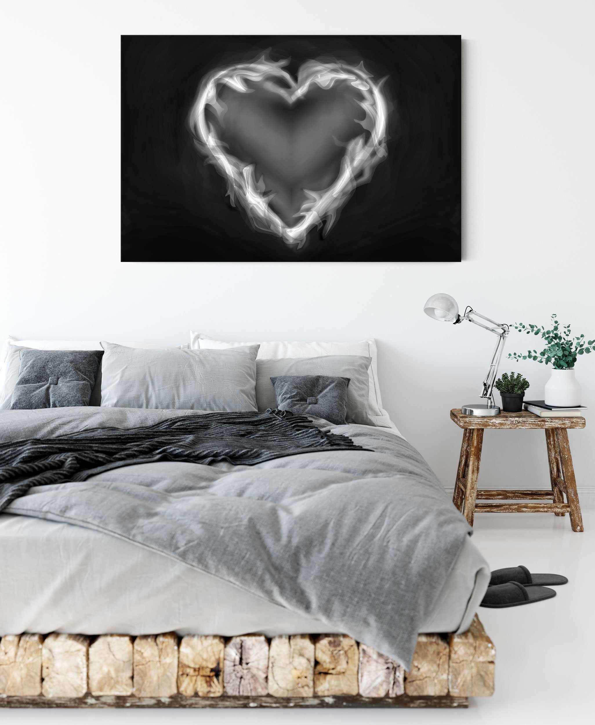 bespannt, fertig Leinwandbild aus Zackenaufhänger inkl. Leinwandbild Herz St), Herz aus Feuer, Feuer (1 Pixxprint