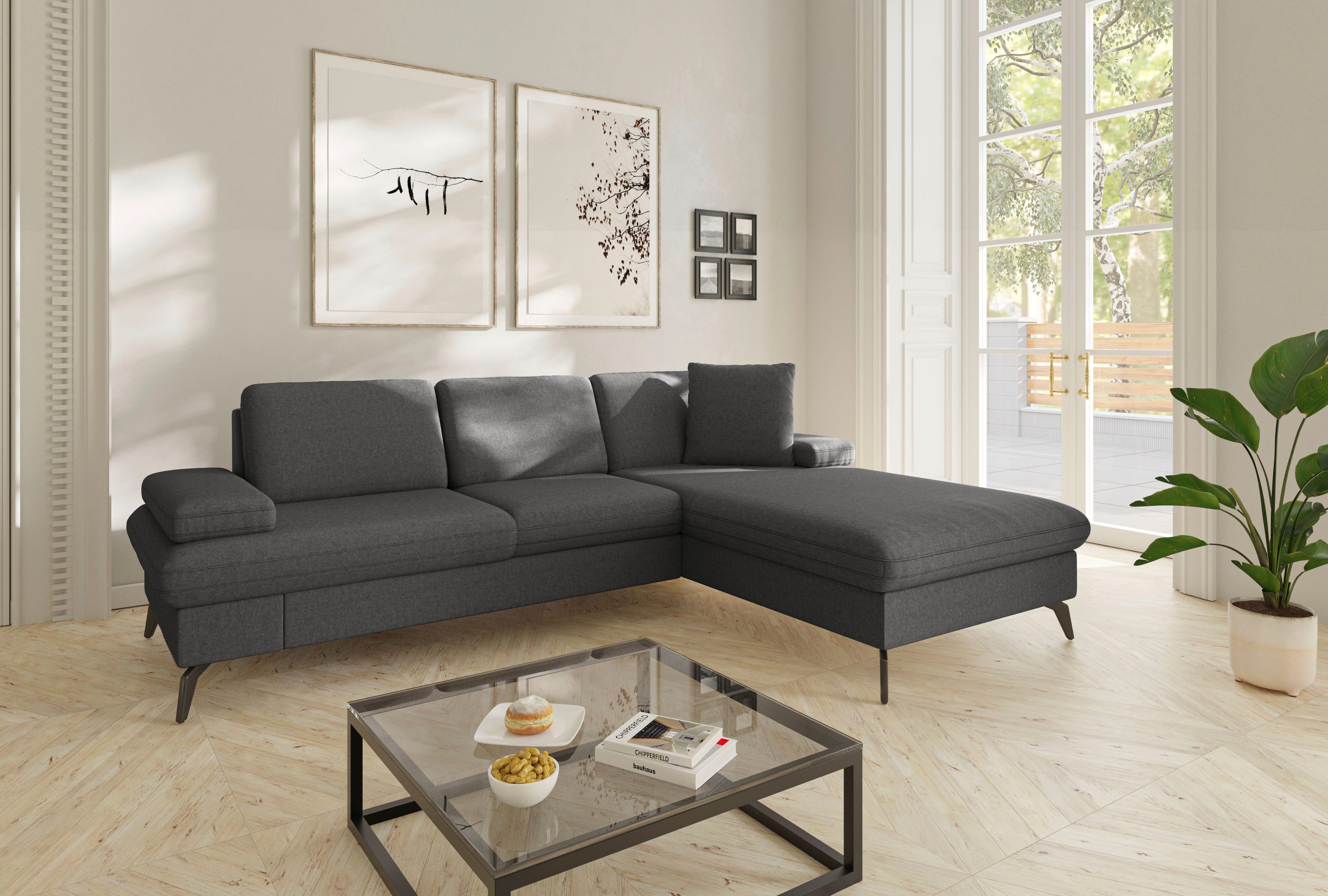 sit&more Ecksofa Morris Jubi L-Form, B: 247 cm, mit Armteilfunktion & 1 Zierkissen, optional Bettfunktion