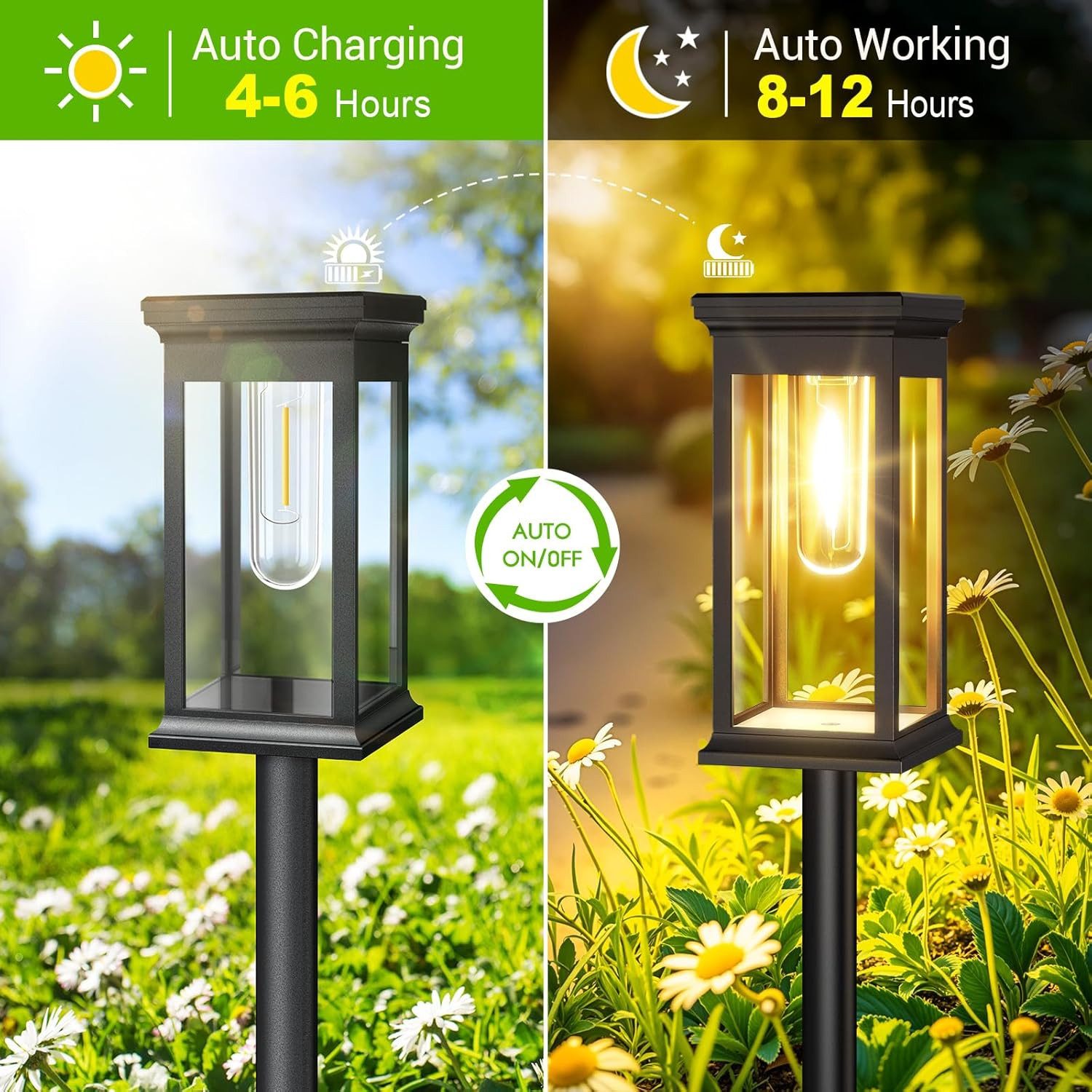 Vornix LED Solarleuchte Solarlampen, Solarlampen für Außen Garten, Metall Solar Gartenleuchten für Außen Garten Draußen Balkon, IP65 Wasserdicht Solarlaterne für Auße