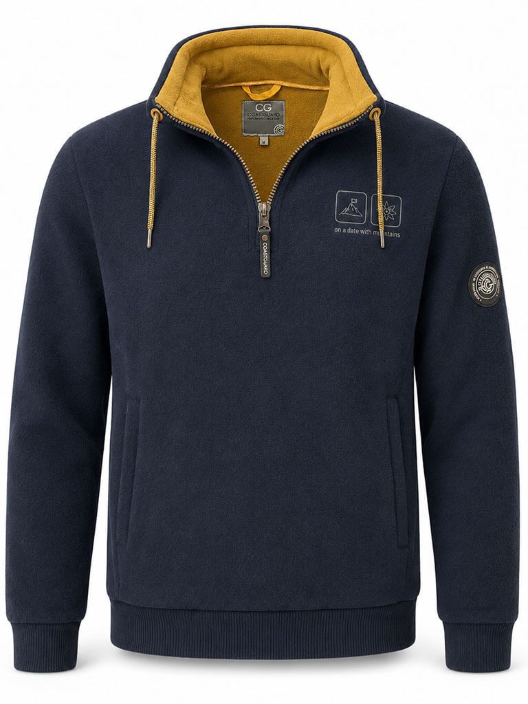 Coastguard Troyer Herren Fleecetroyer 80936 mit Stehkragen - Troyer-Pullover Fleece Troyer-Kragen mit Kordelzug, Rib am Kragenäußeren, Seitentaschen