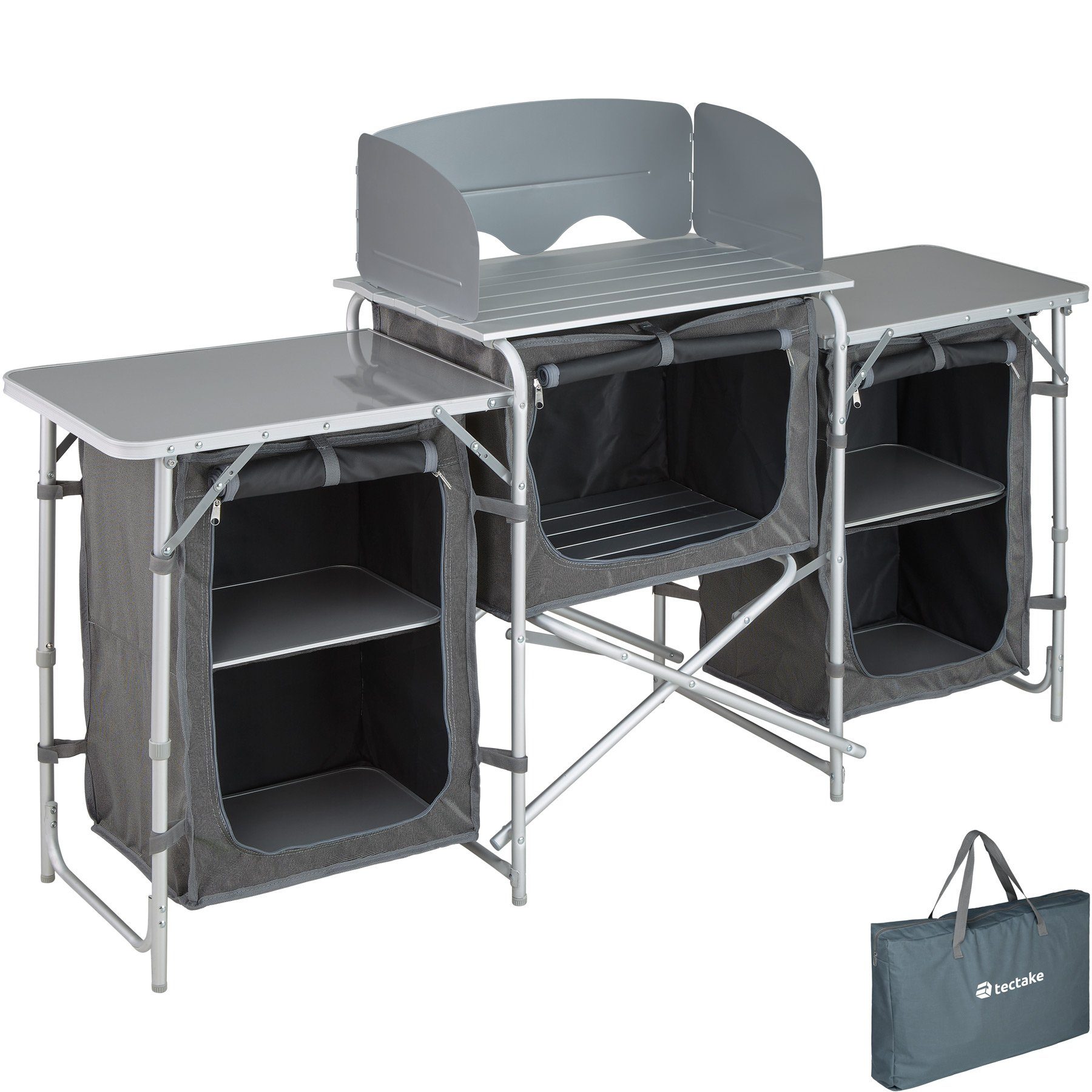 tectake Campingtisch Campingküche 172x52x104cm (1-St., 1 tlg)