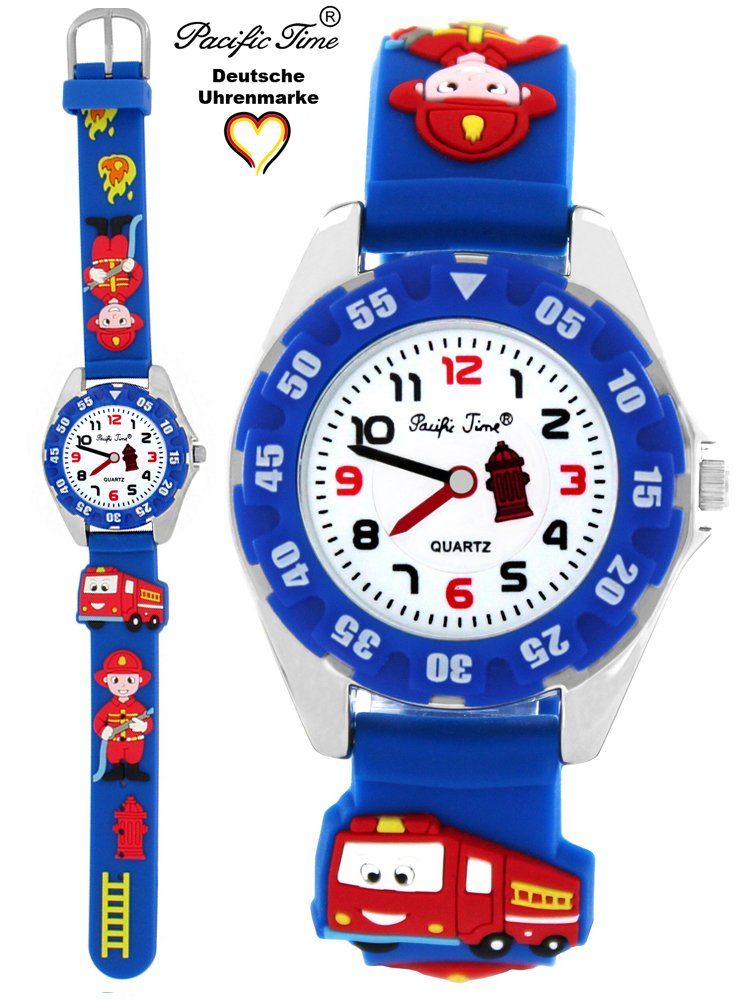 Pacific Time Quarzuhr »Kinder Armbanduhr Jungen Mädchen Feuerwehr  Silikonarmband blau 21447«, der rote Hydrant dreht sich im Kreis über dem  Zifferblatt - Kostenloser Versand online kaufen | OTTO